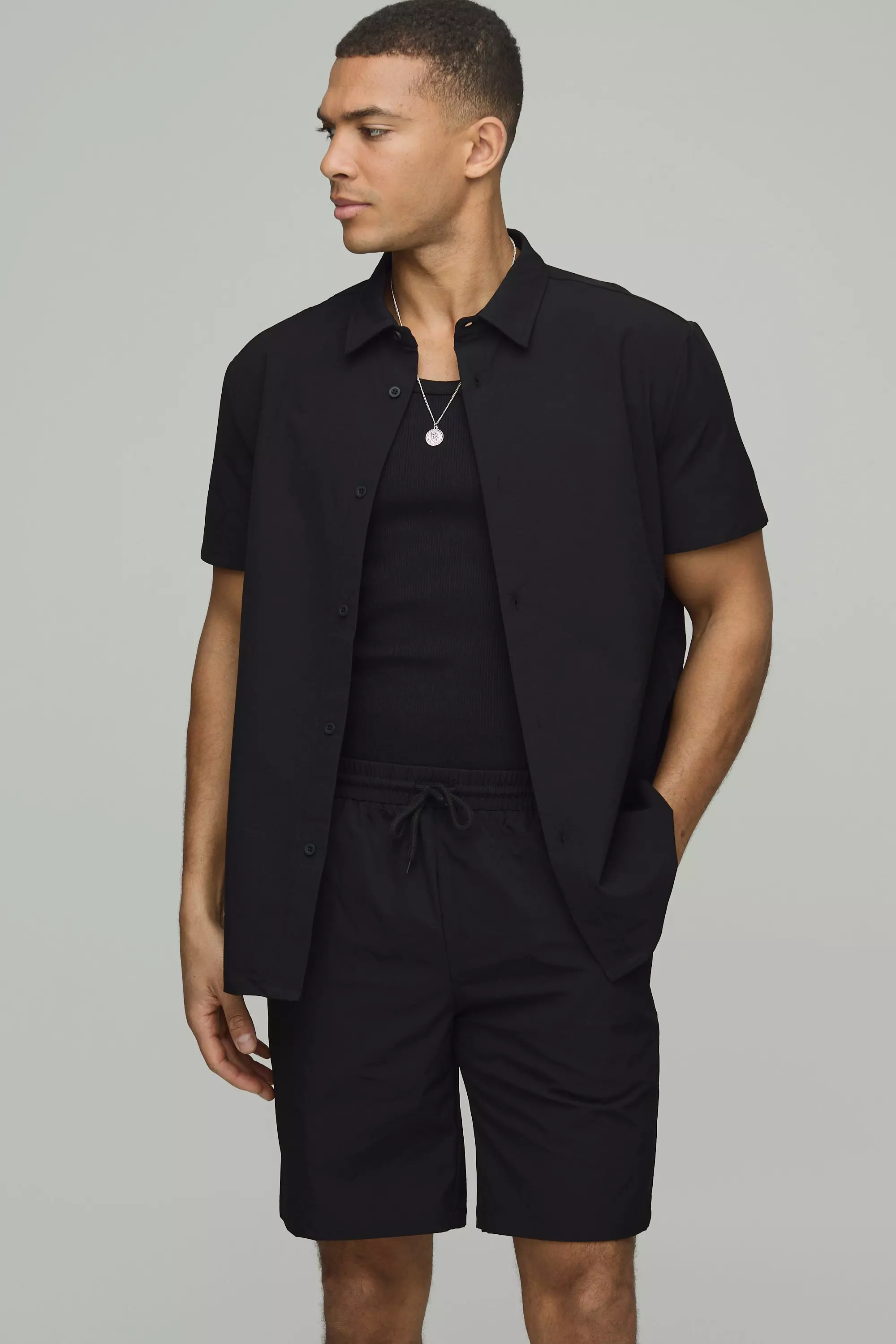 Black Technical Stretch Shirt & Short Set alternative image