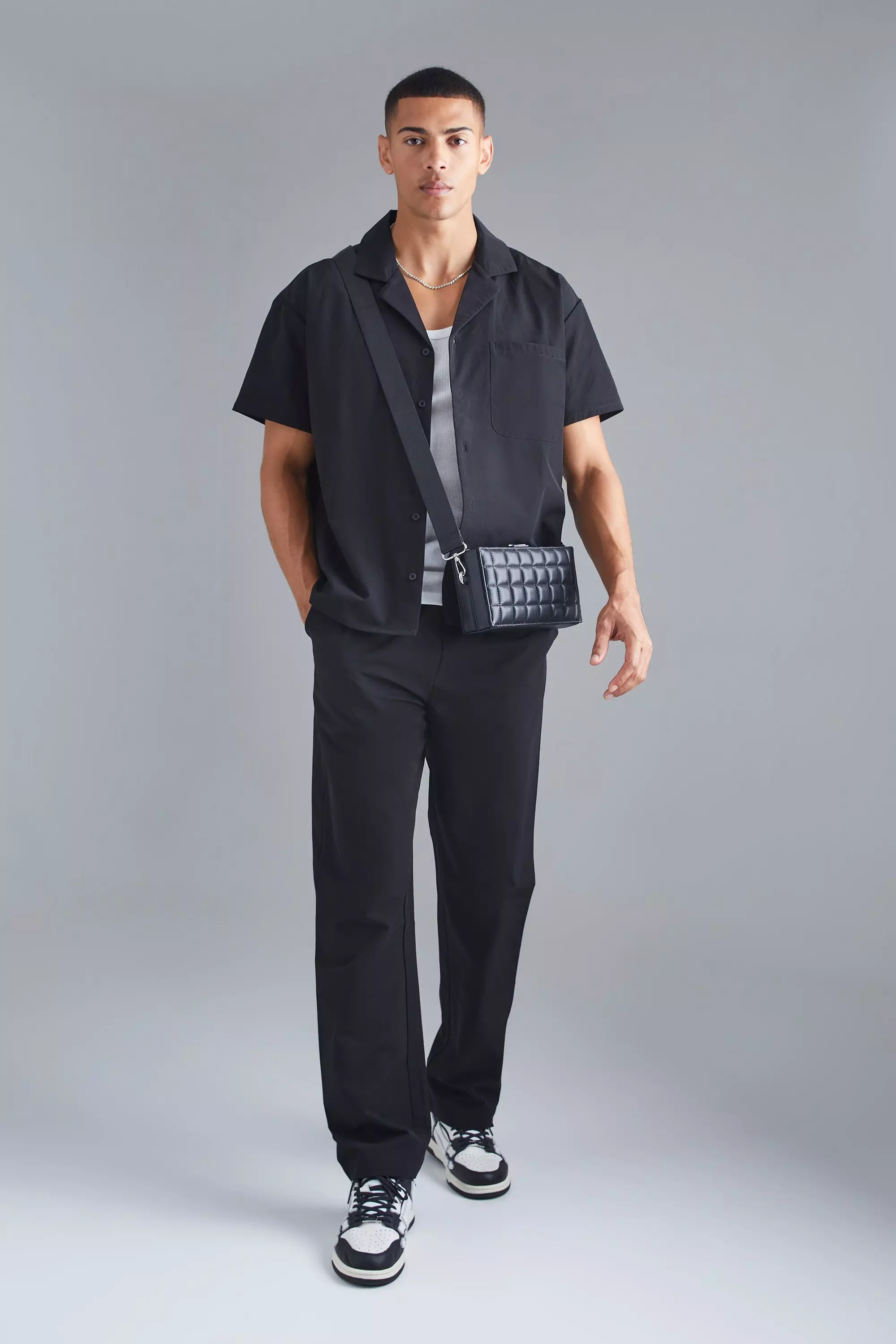 Black Technical Stretch Boxy Shirt & Pants
