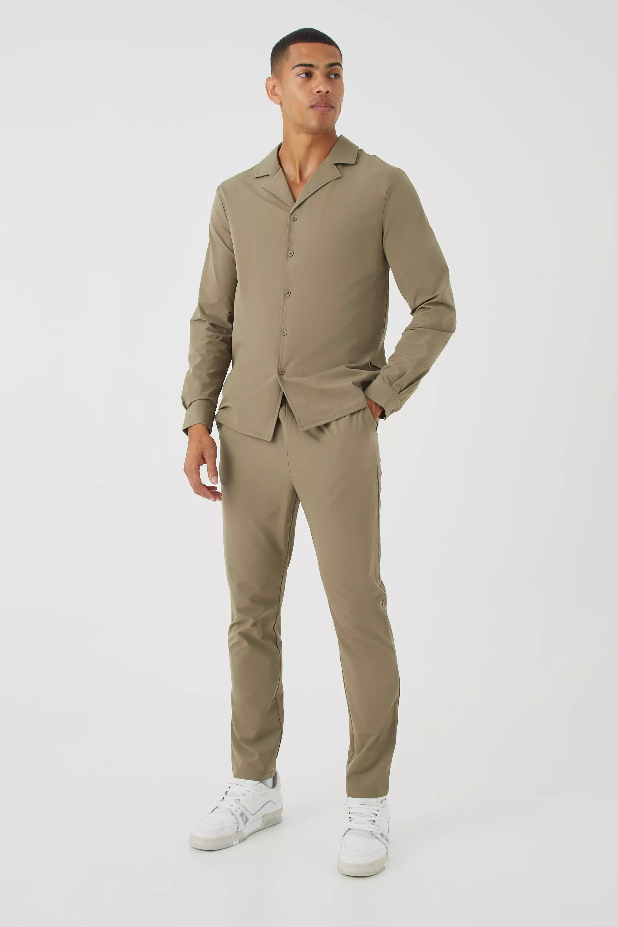 Technical Stretch Long Sleeve Shirt & Pants Taupe