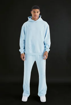 Raw Applique Gusset Sweatpants Light blue