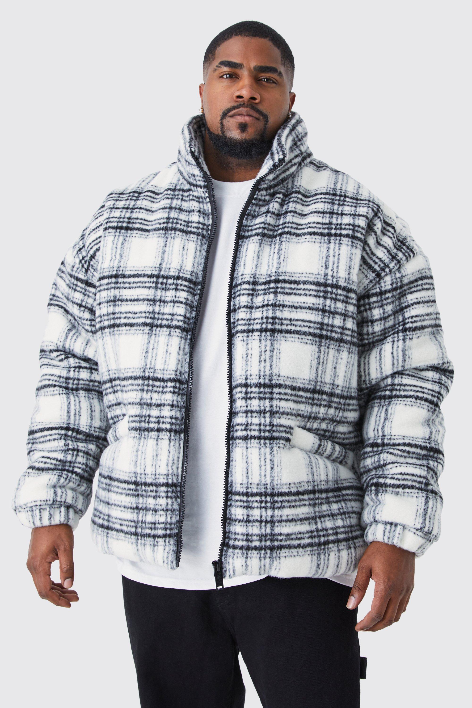 Plaid puffer hot sale jacket mens