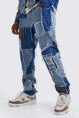 Blue Jeans Met Rechte Pijpen En Patches