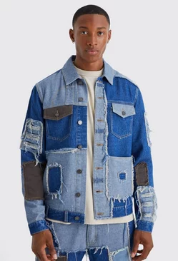 Re-purposed Patchwork Jean Jackets Blue
