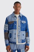 Blue Re-purposed Patchwork Jean Jackets