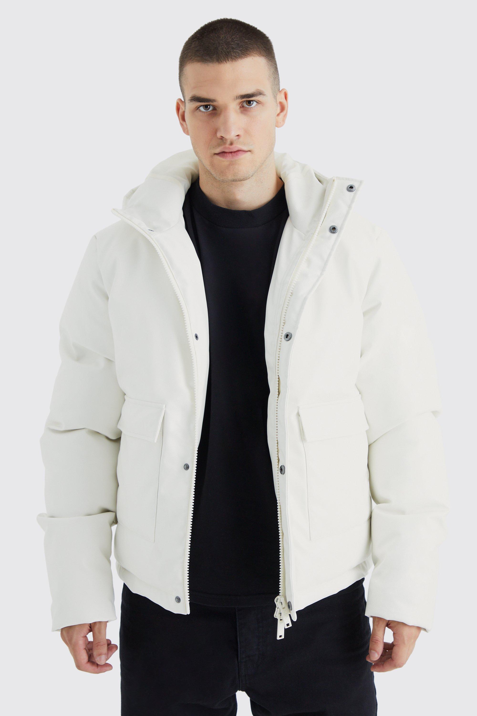 Ecru puffer best sale jacket with hood