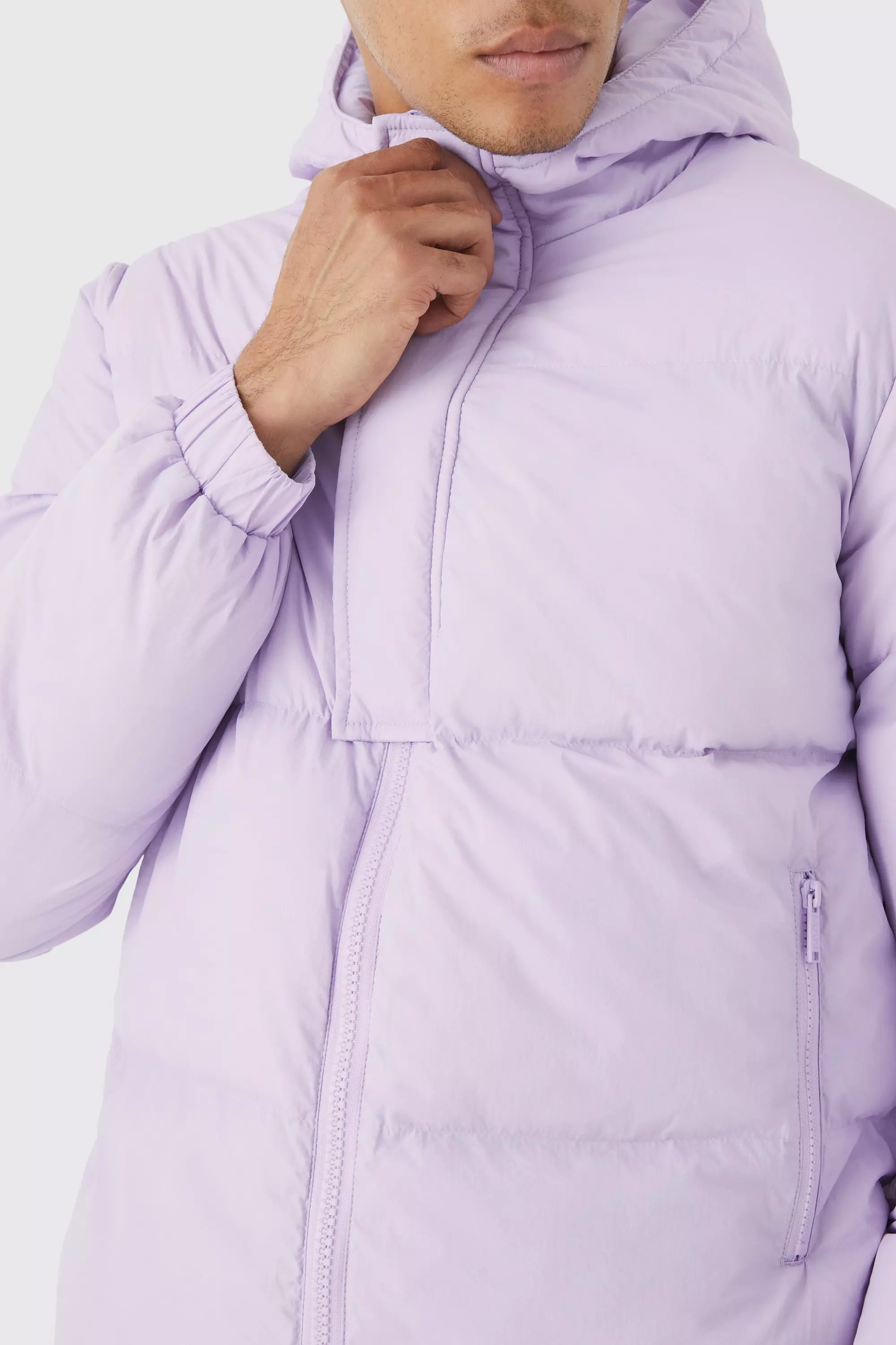 Lilac Boxy Hooded Puffer With Half Placket alternative image