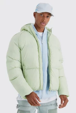 Sheen Quilted Nylon Puffer With Hood Mint