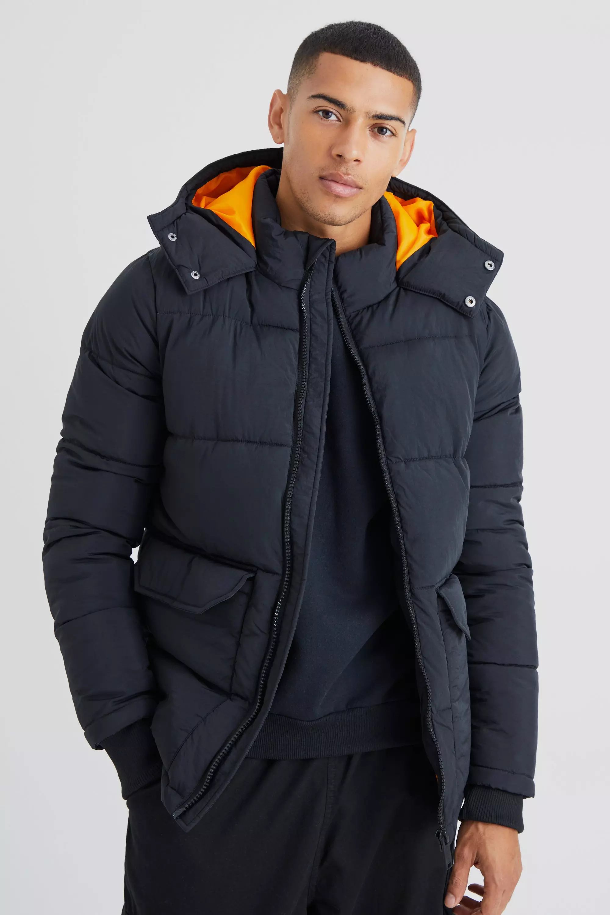 Medium length puffer jacket on sale