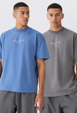2 Pack Oversized Heavyweight Limited T-shirts Multi