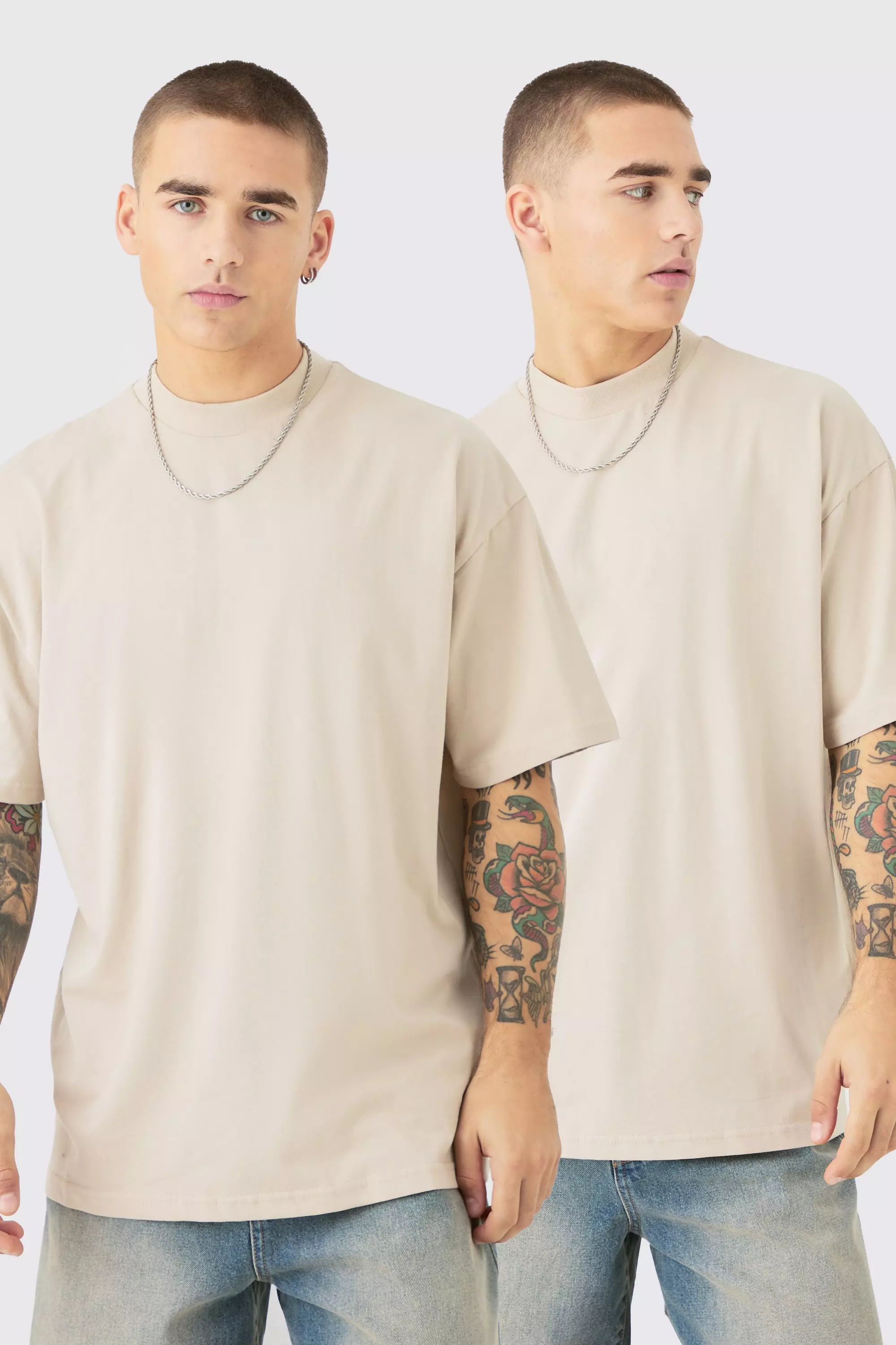 2 Pack Oversized Heavy Weight T-shirt Sand