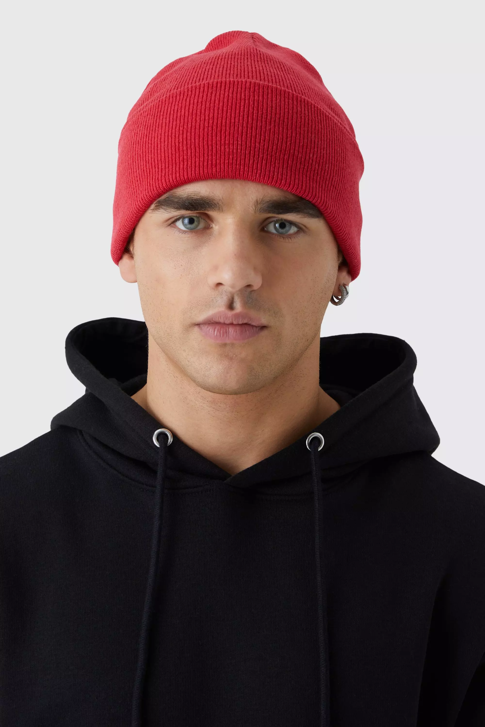 Flat Knit Classic Beanie Red