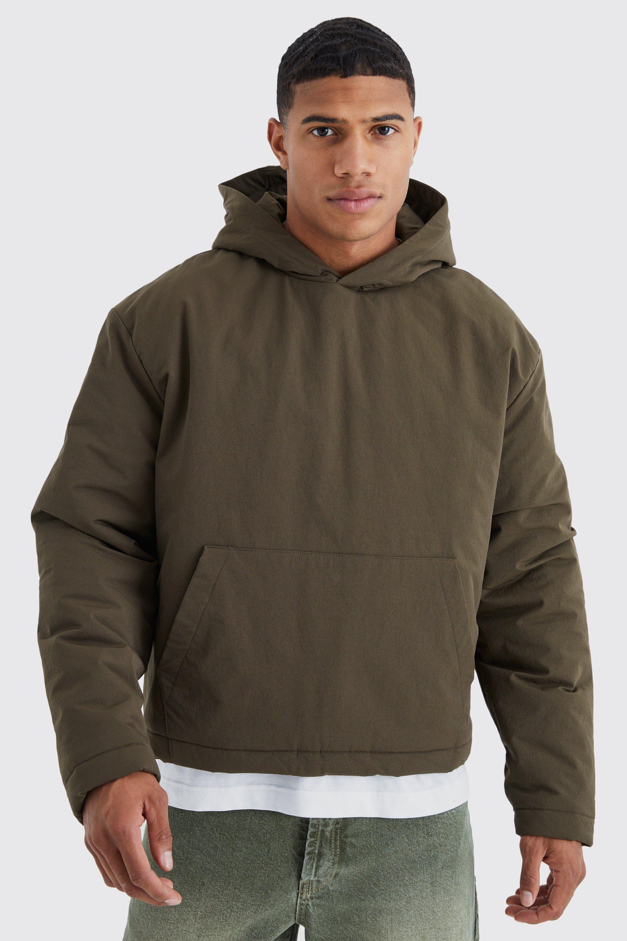 Boxy Washed Nylon Hoodie | boohooMAN UK