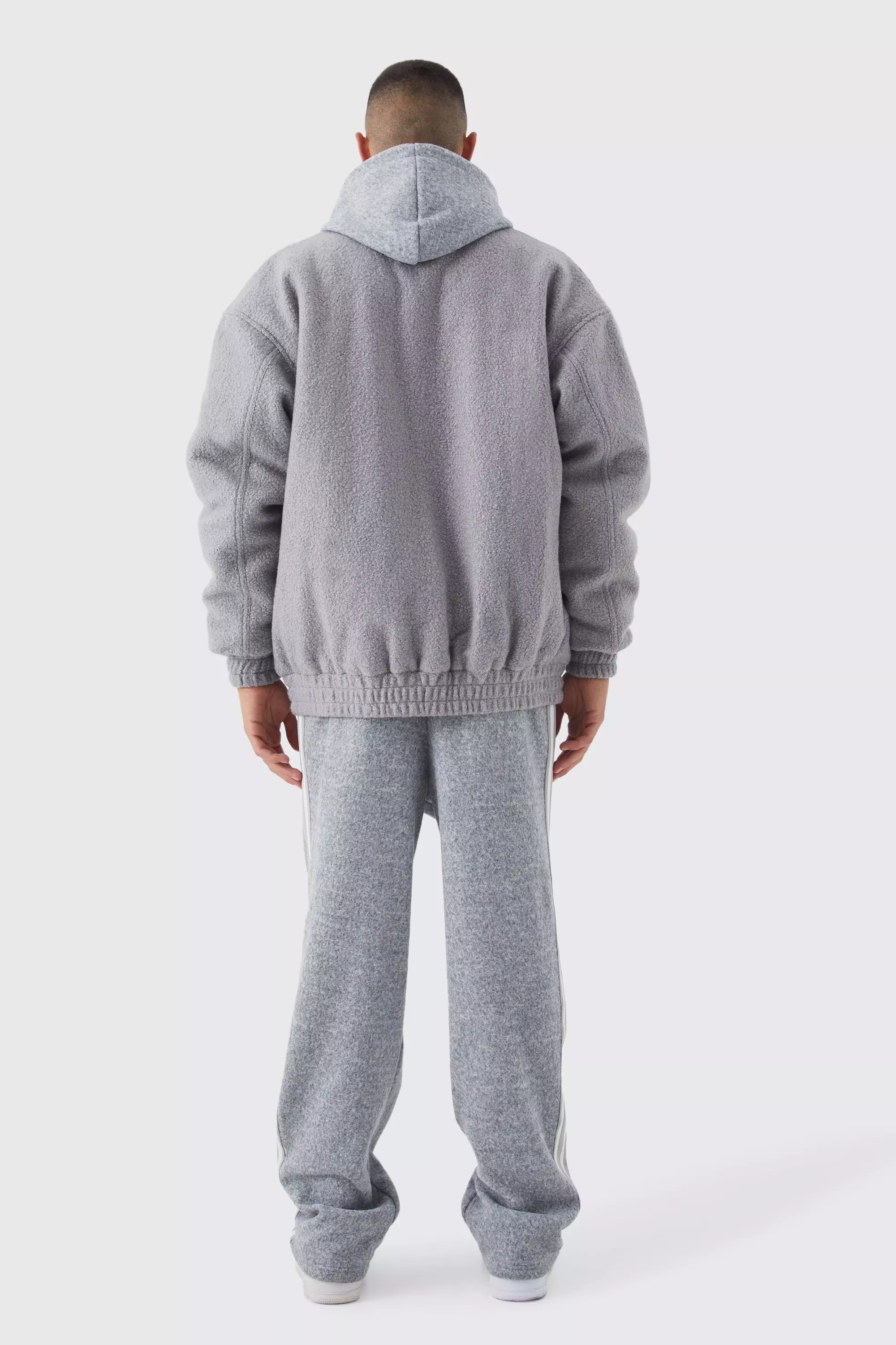 Grey marl Oversized Heavy Boucle Textured Bomber Jacket alternative image