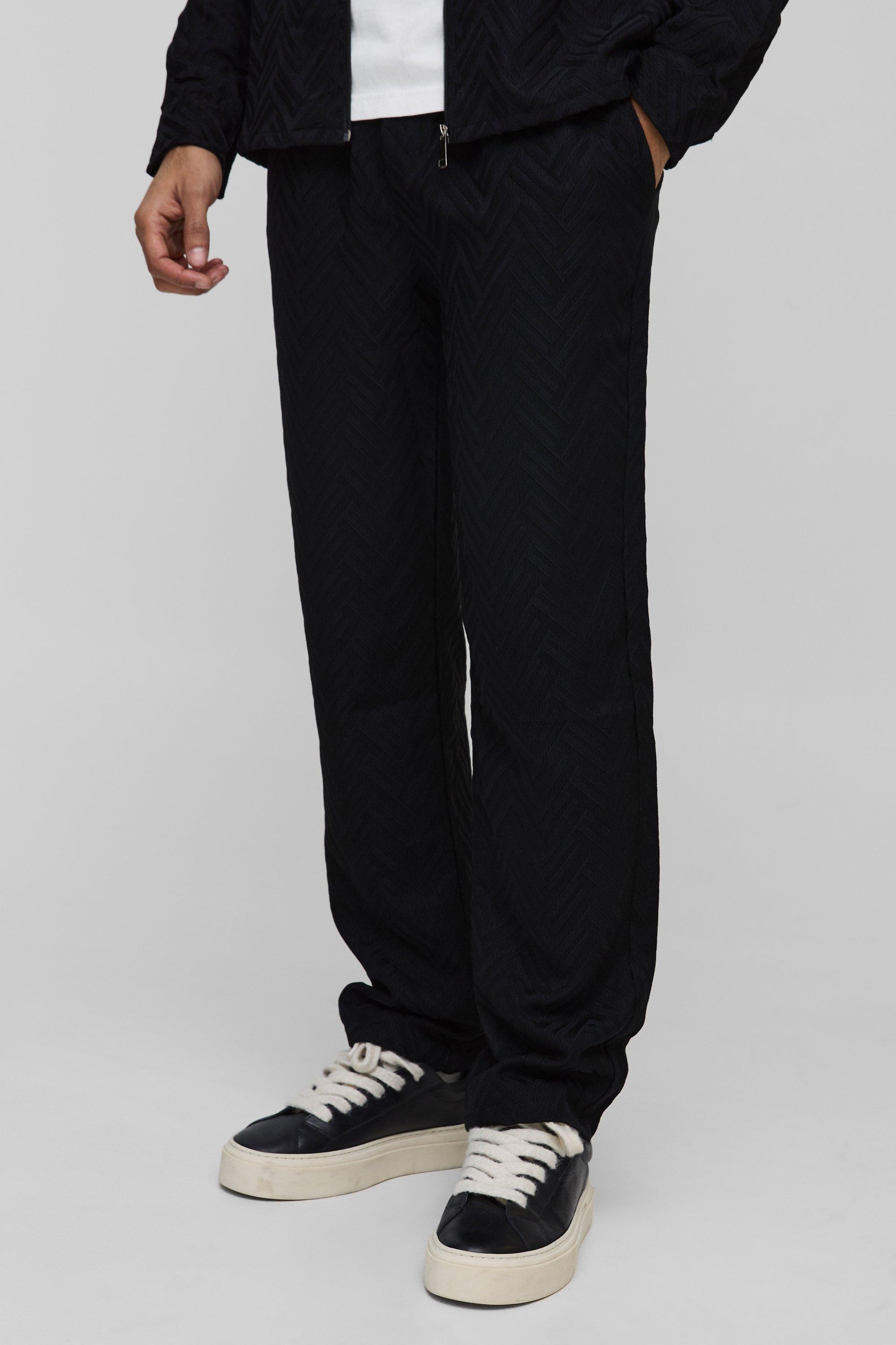 Black Tonal Geo Smart Straight Pants