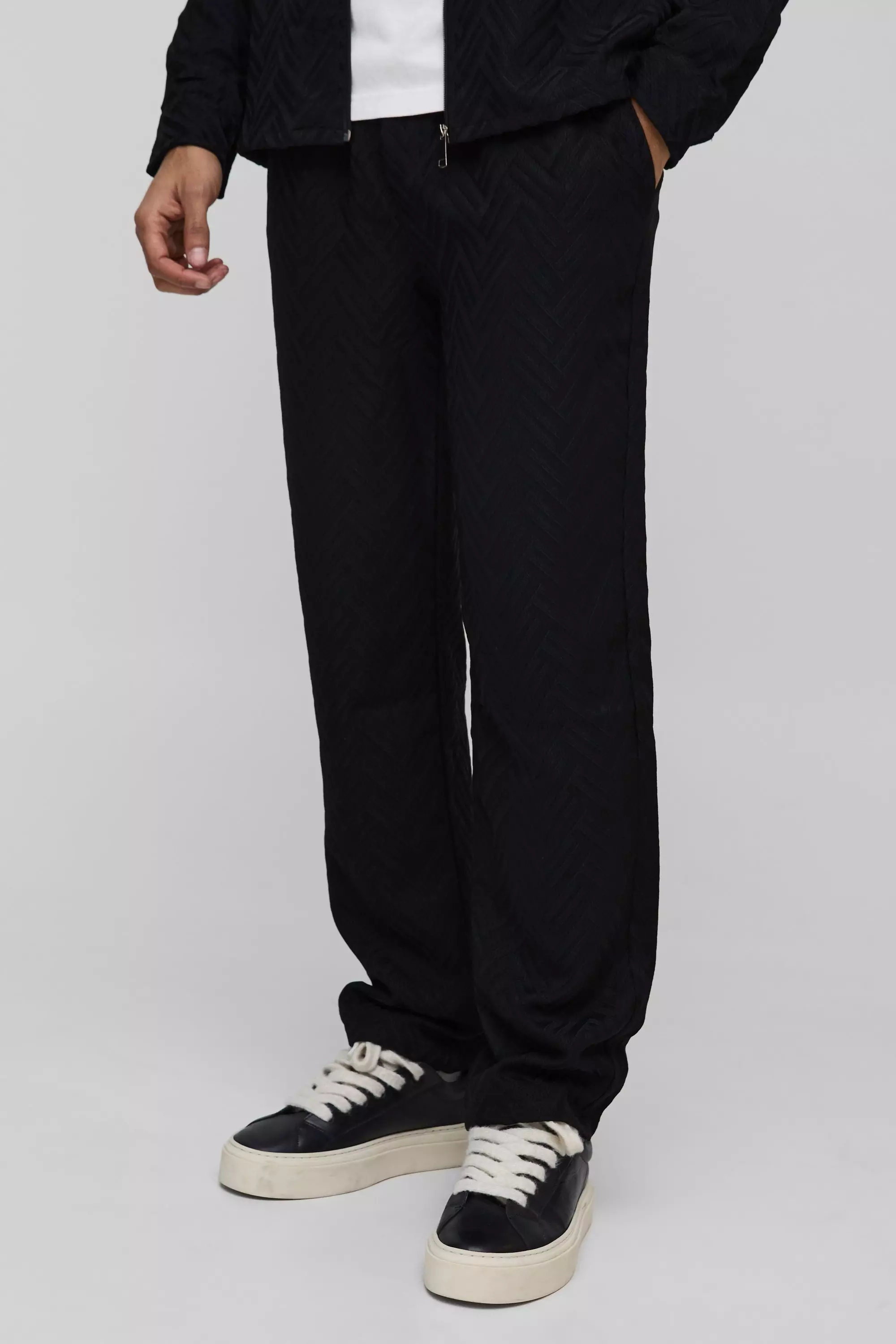 Black Tonal Geo Smart Straight Pants alternative image