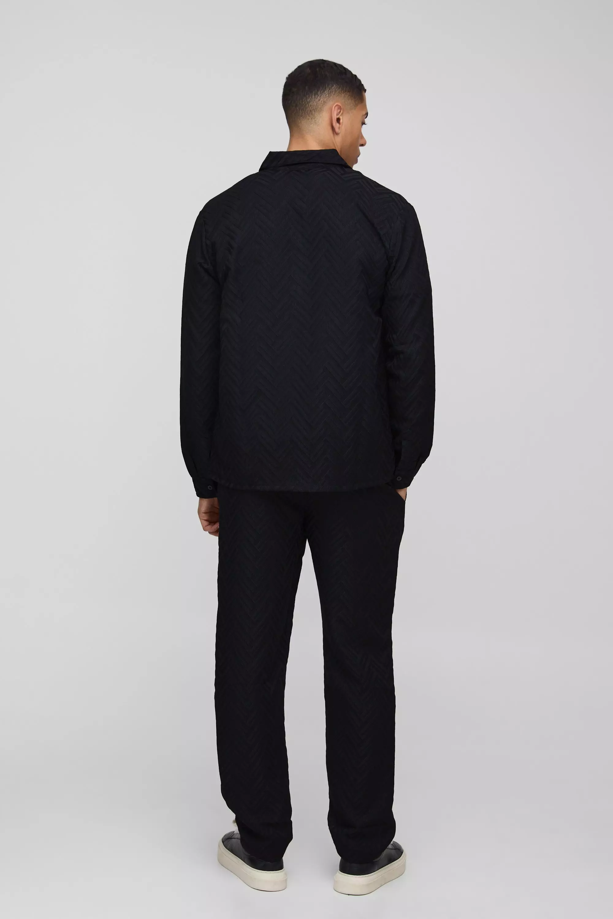 Black Tonal Geo Smart Straight Pants alternative image