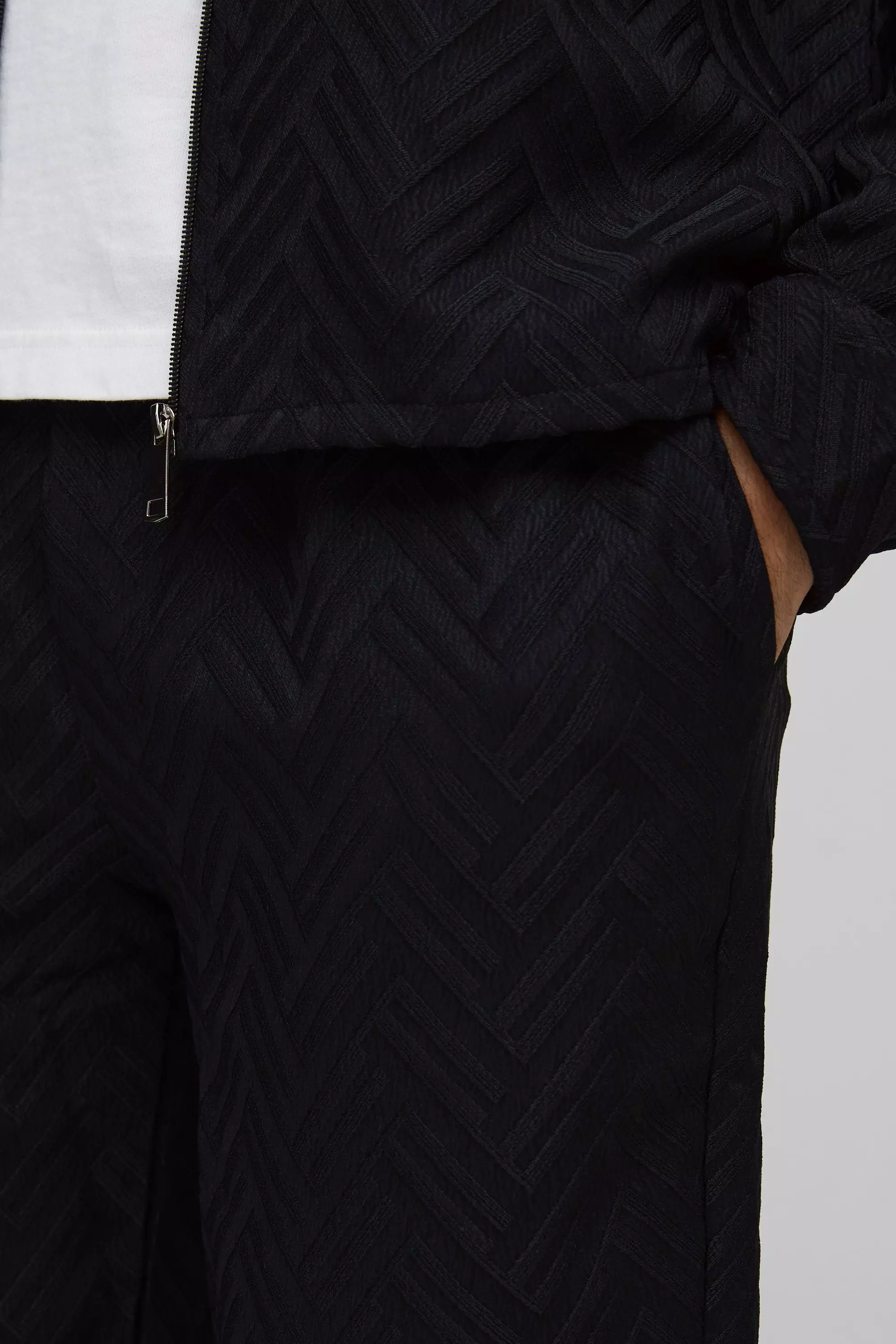 Black Tonal Geo Smart Straight Pants alternative image