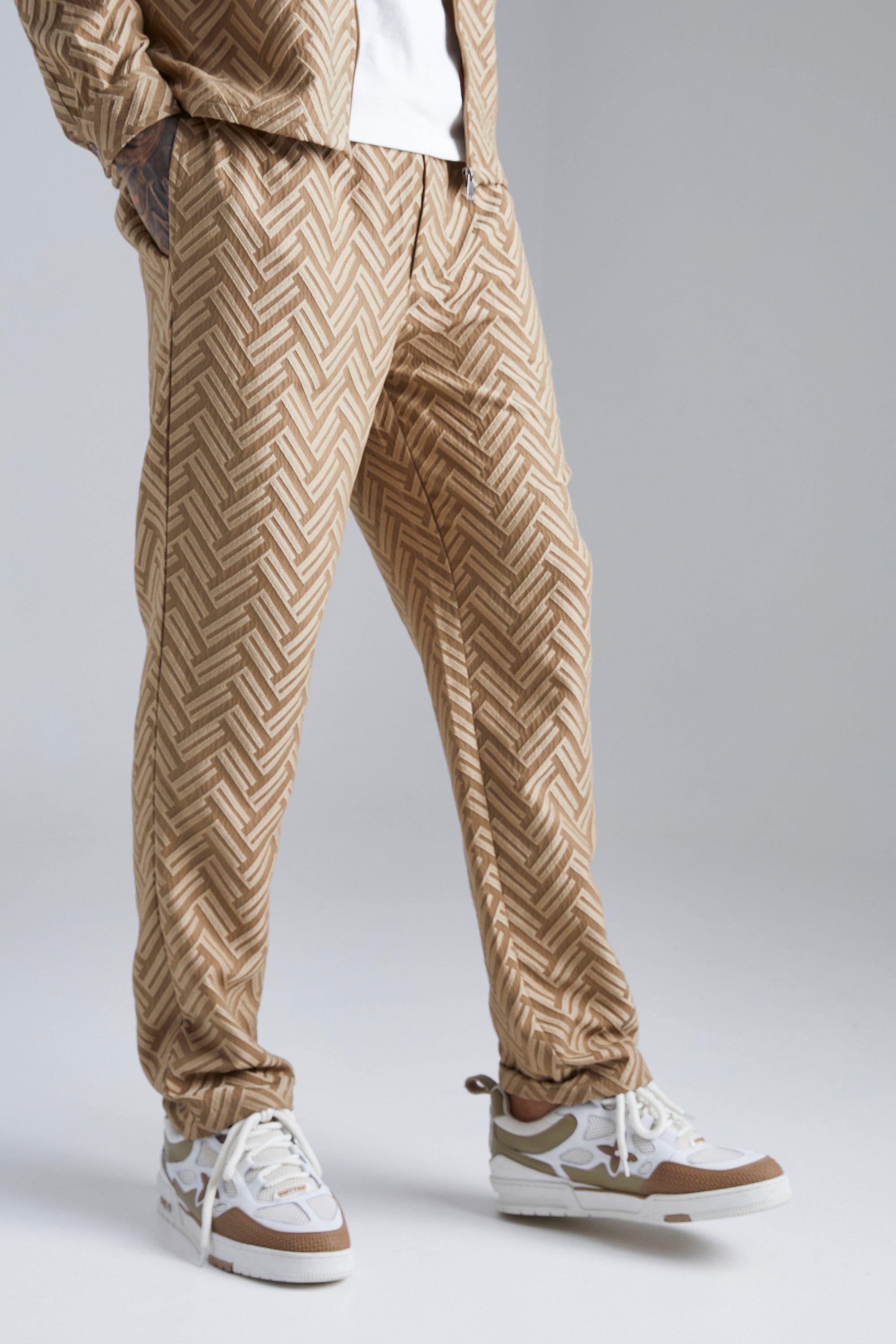 Stone Tonal Geo Smart Straight Trouser