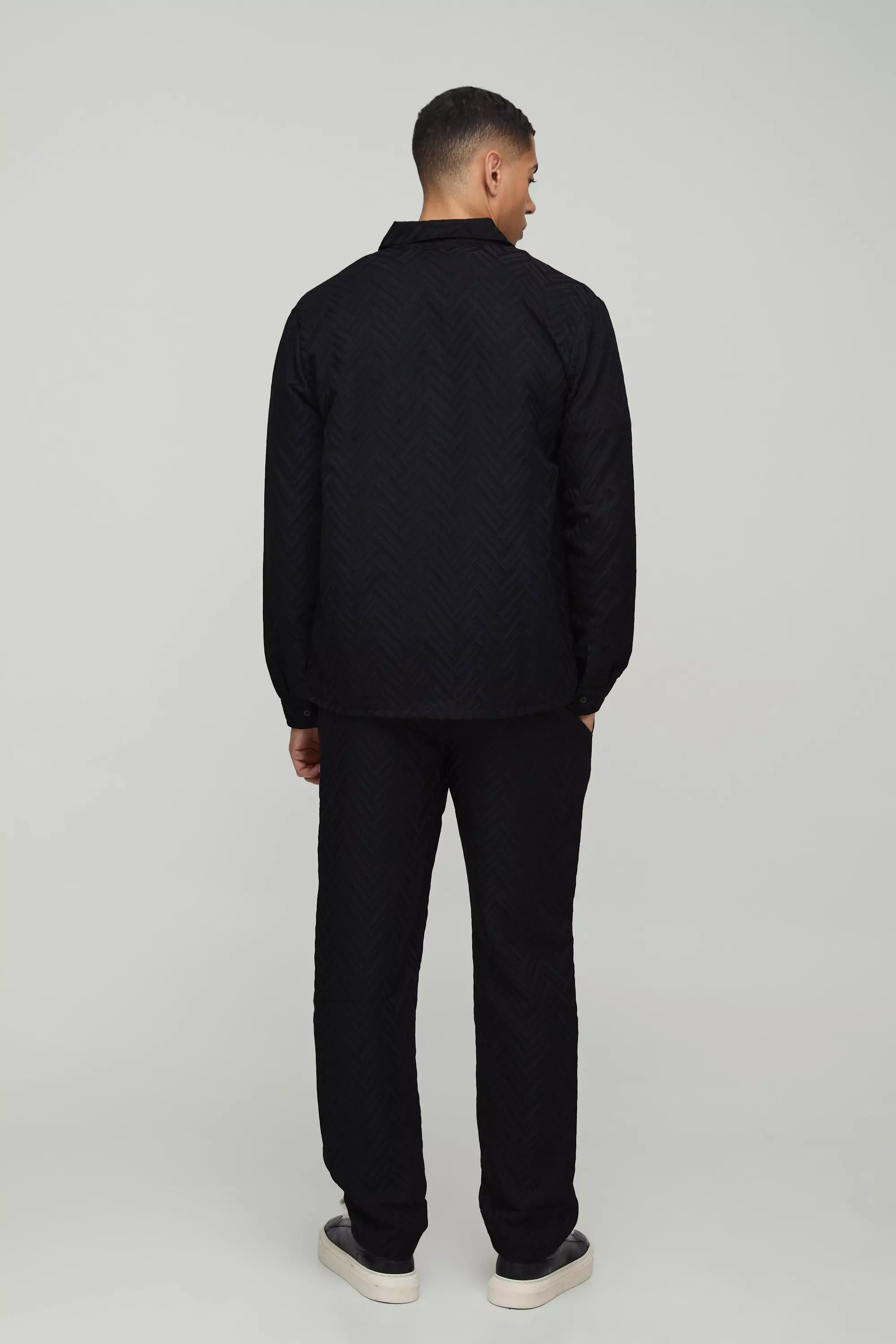 Black Regular Tonal Geo Smart Zip Shirt Jacket alternative image