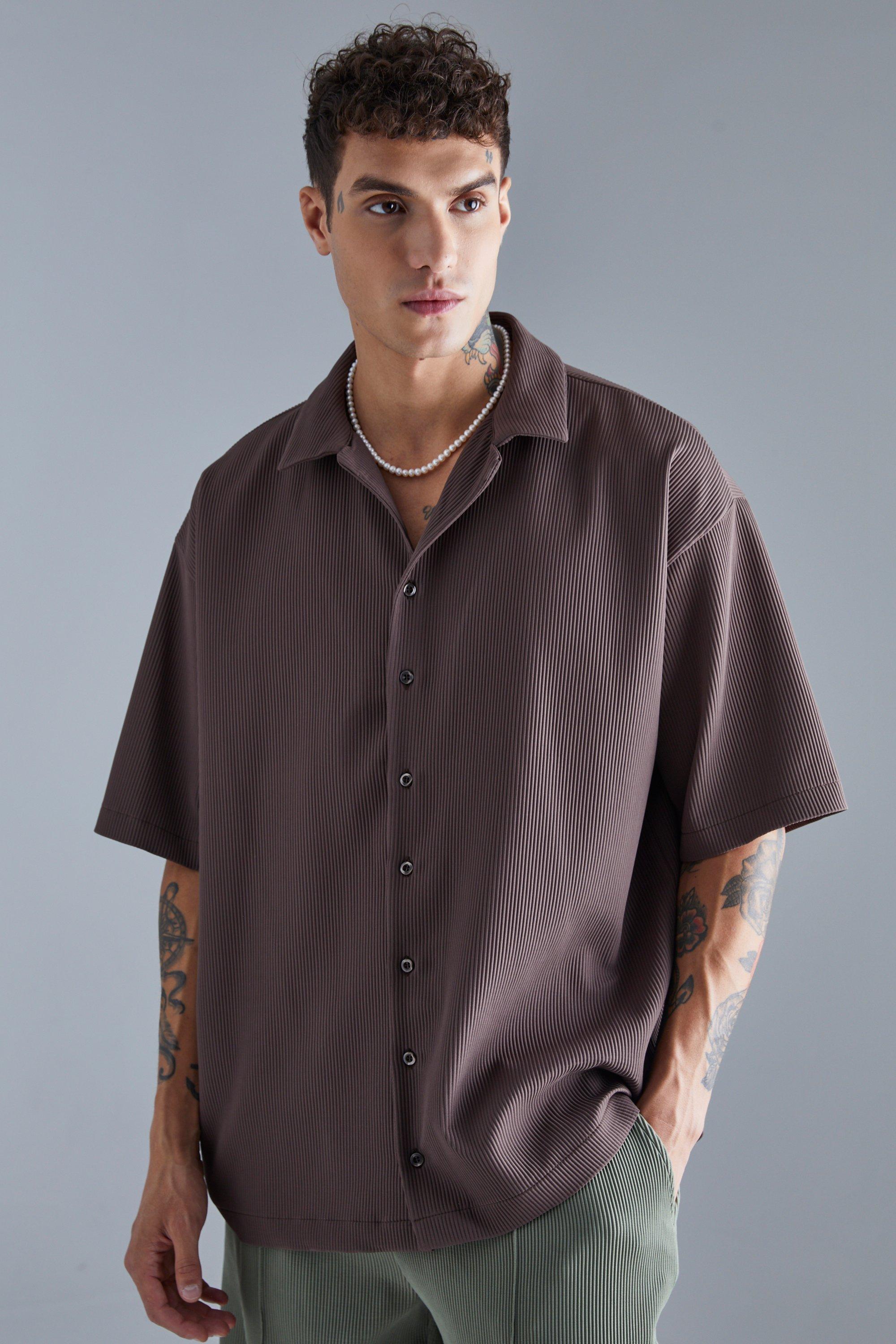 Short Sleeve Pleated Oversized Shirt