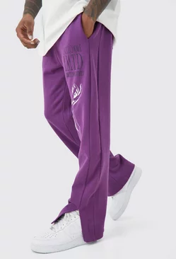 Regular Multi Graphic Sweatpants Purple