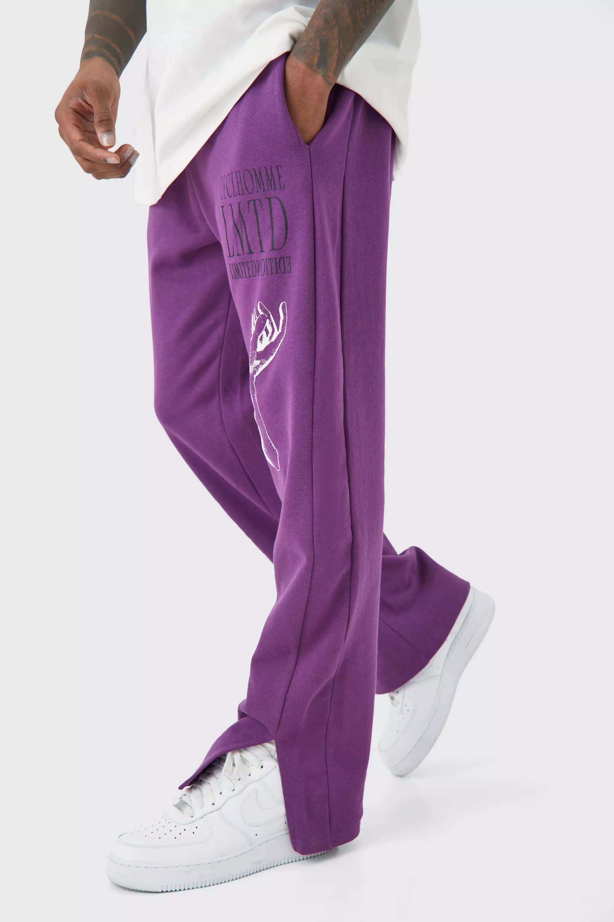 Regular Multi Graphic Sweatpants Purple