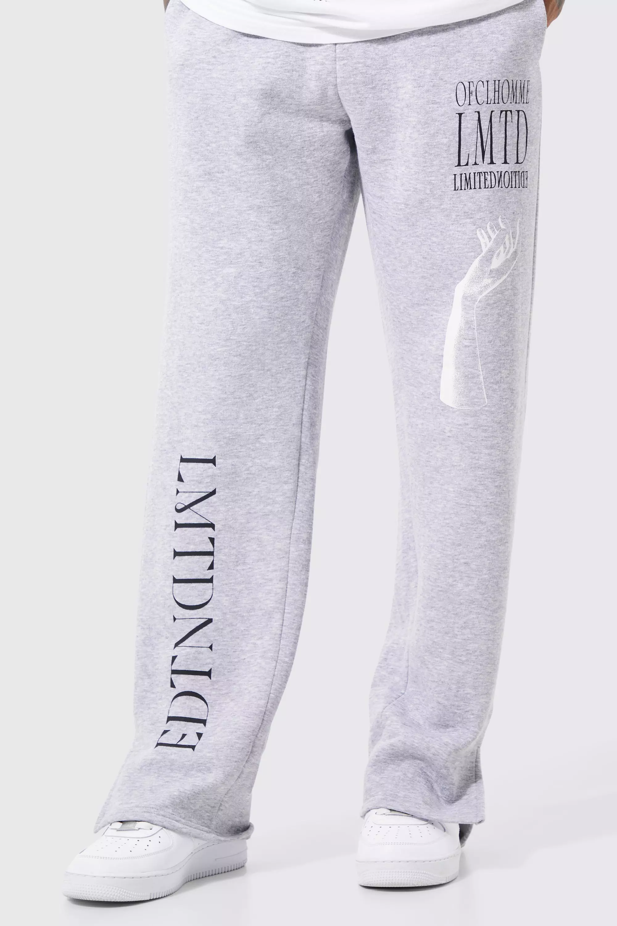 Grey Regular Multi Graphic Sweatpants