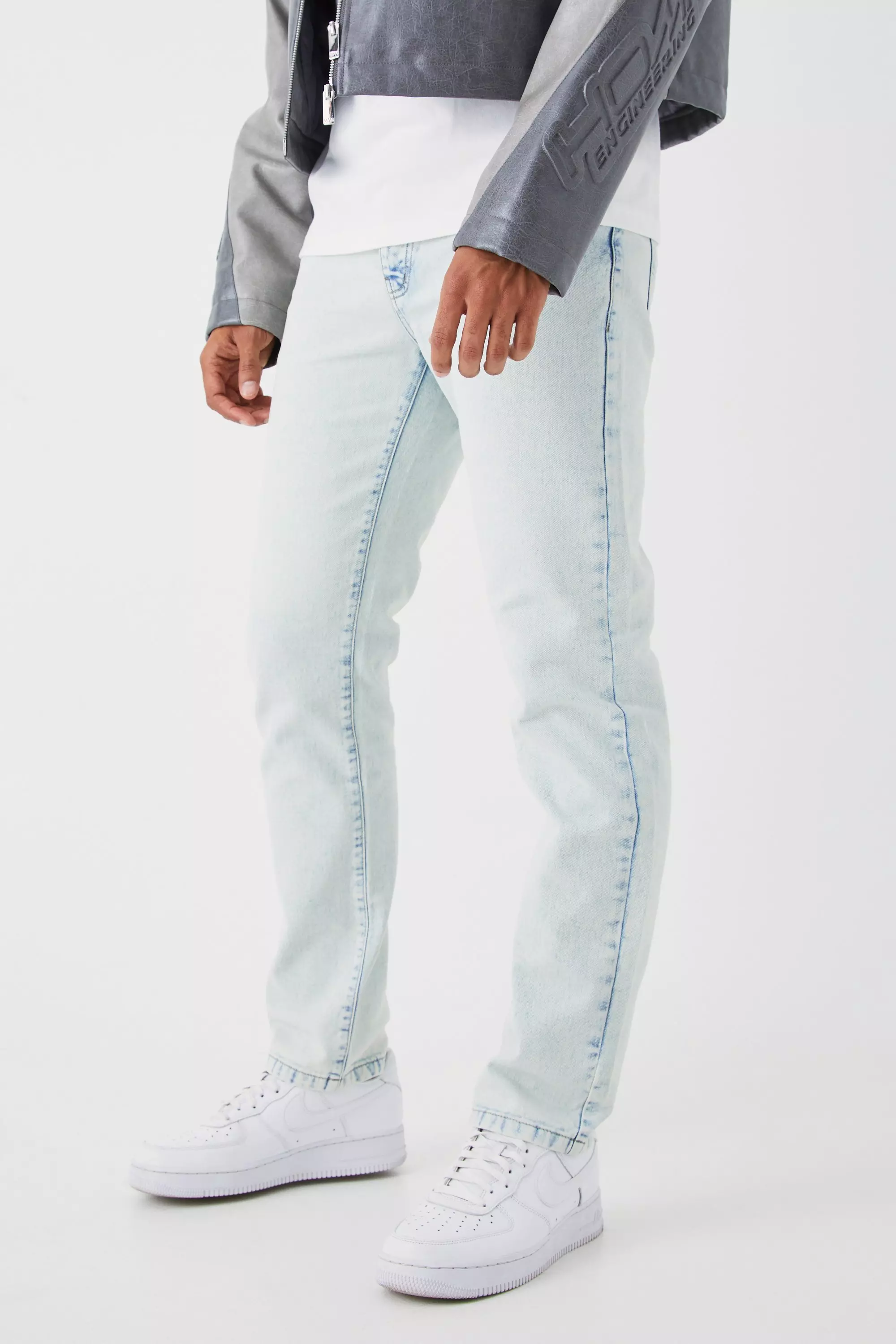 Ice blue Onbewerkte Jeans Met Rechte Pijpen alternatieve afbeelding