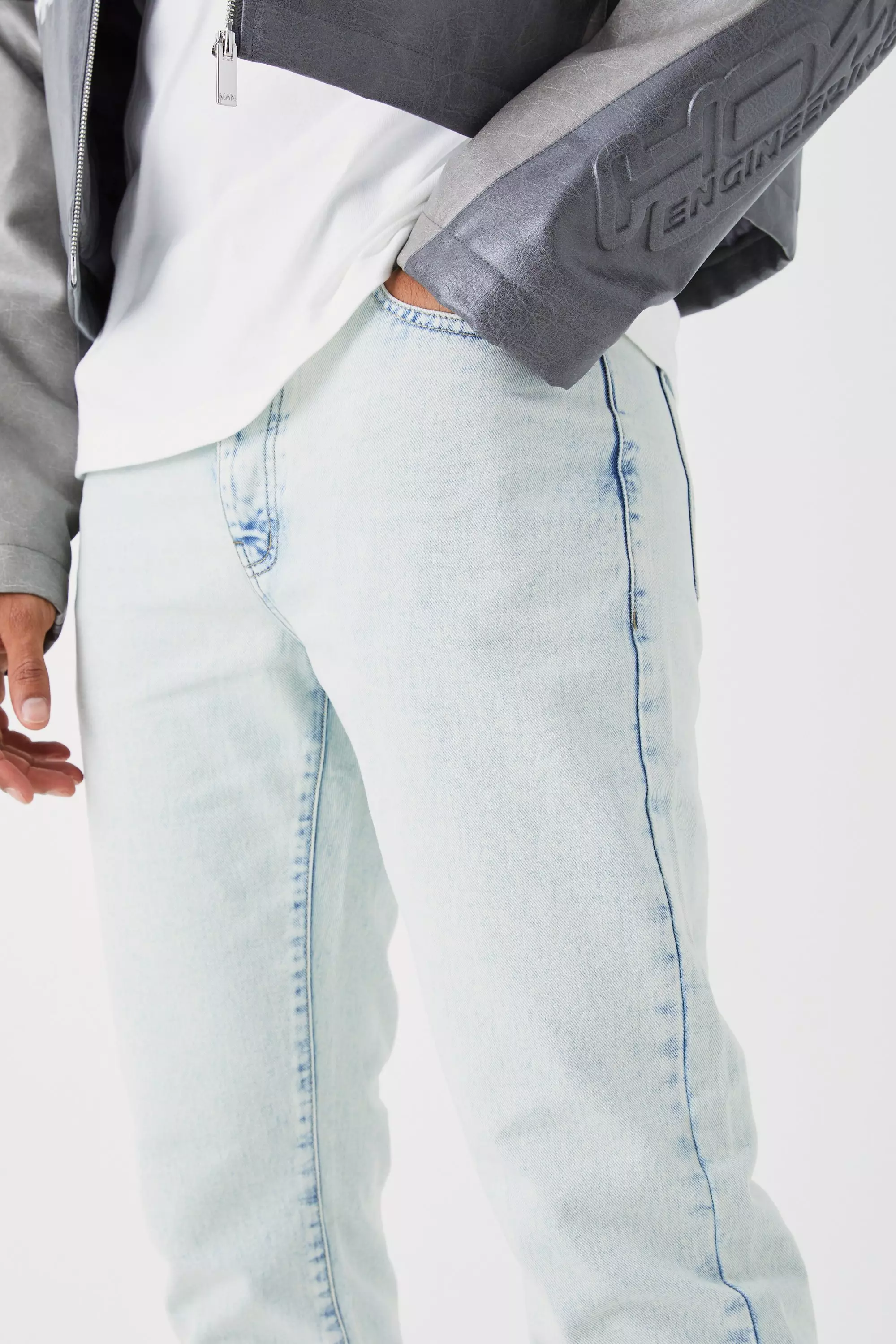 Ice blue Onbewerkte Jeans Met Rechte Pijpen alternatieve afbeelding