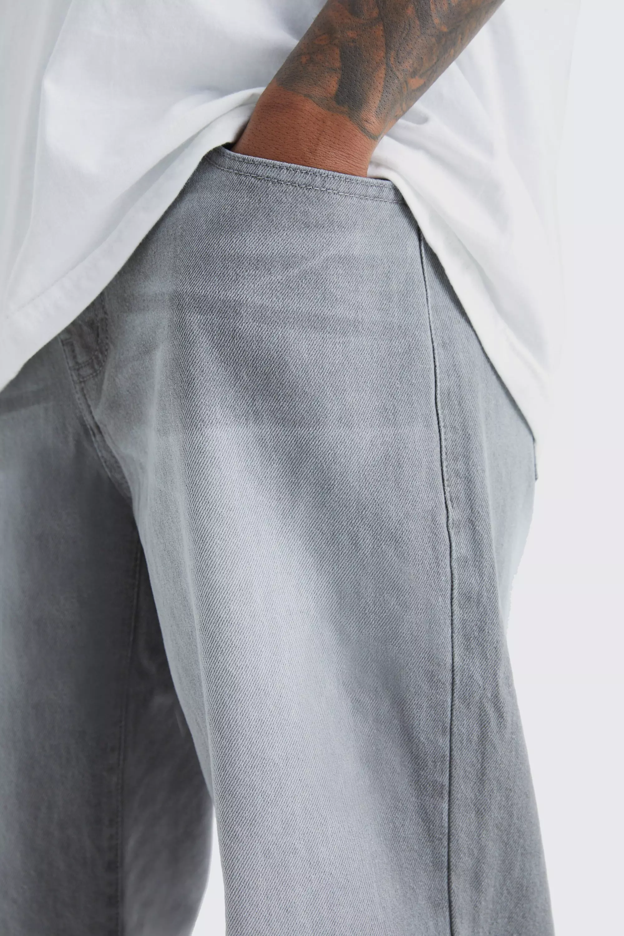 Jeans Rilassati In Denim Rigido, Mid grey immagine alternativa