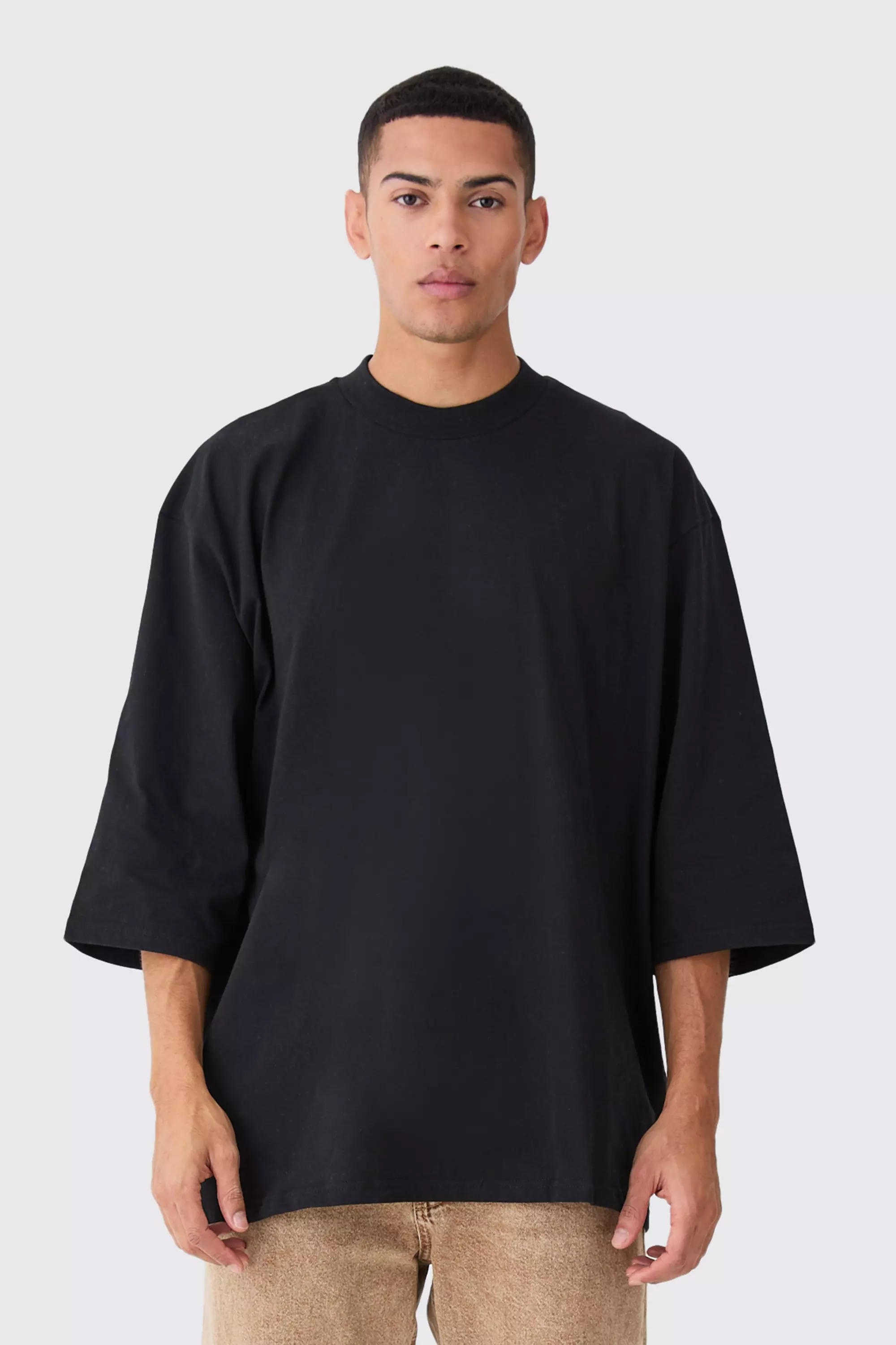 Extreme Oversized Extended Neck Heavy Weight T-shirt Black