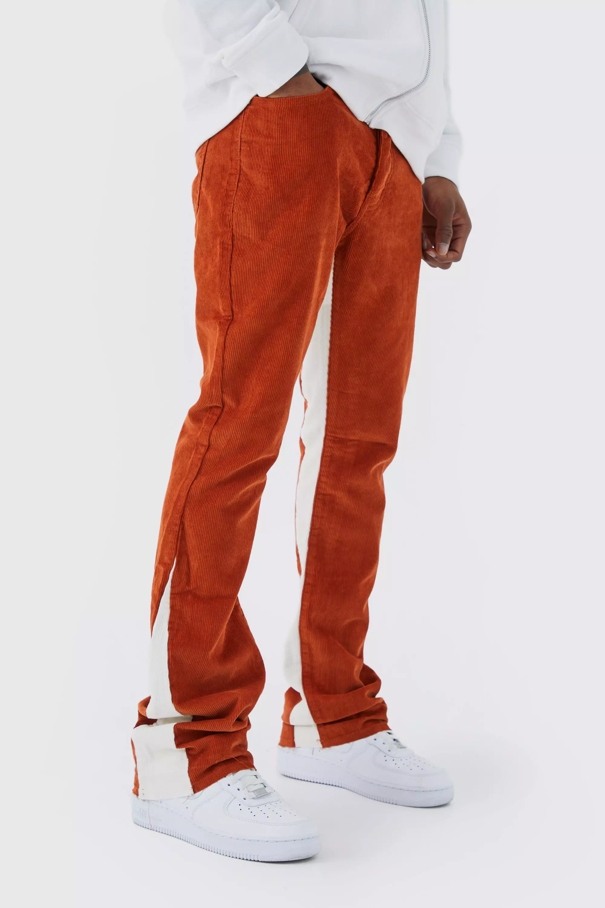Slim Flare Gusset Cord Pants Orange
