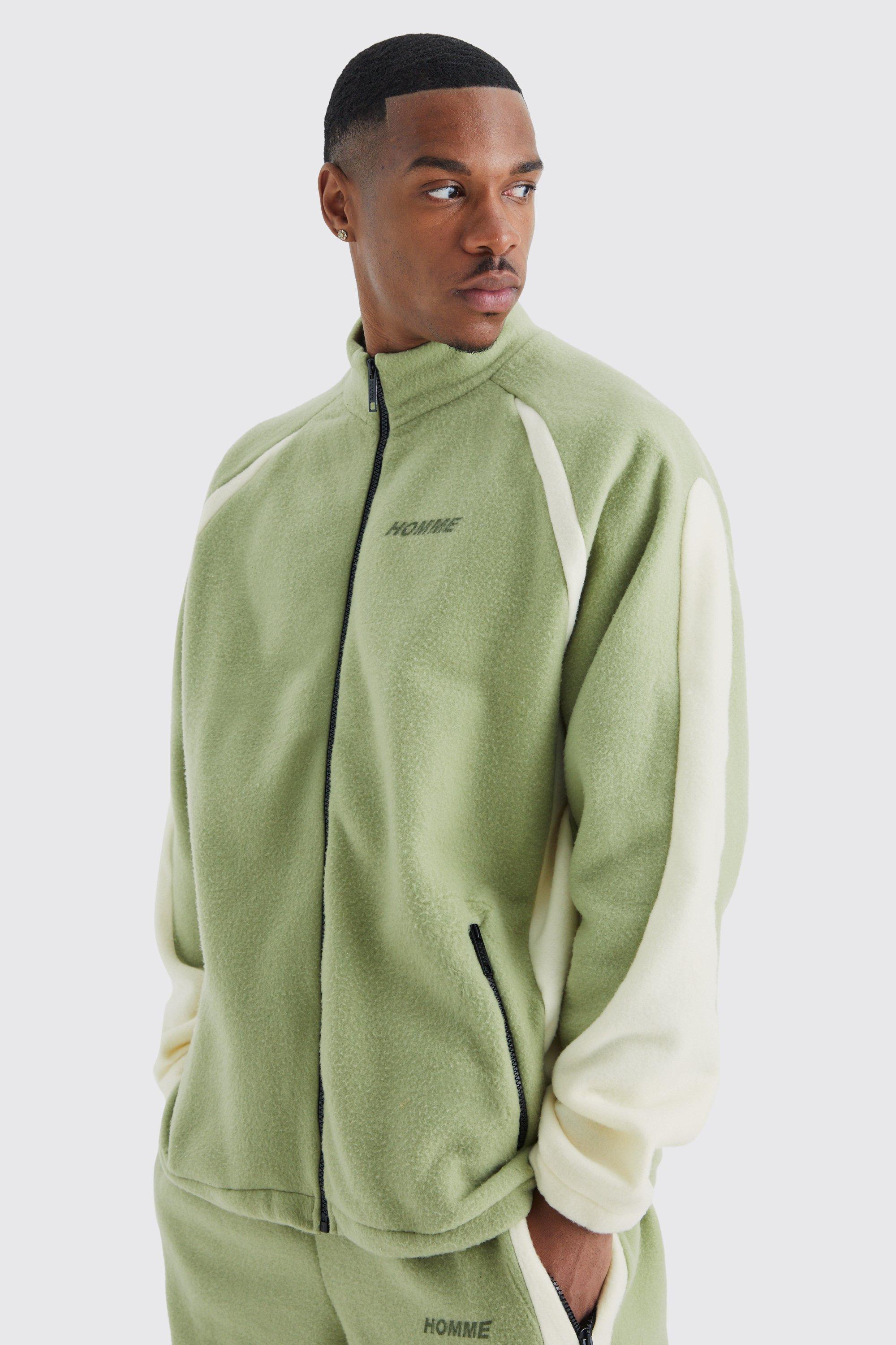 Oversized Colour Block Polar Fleece Track Top