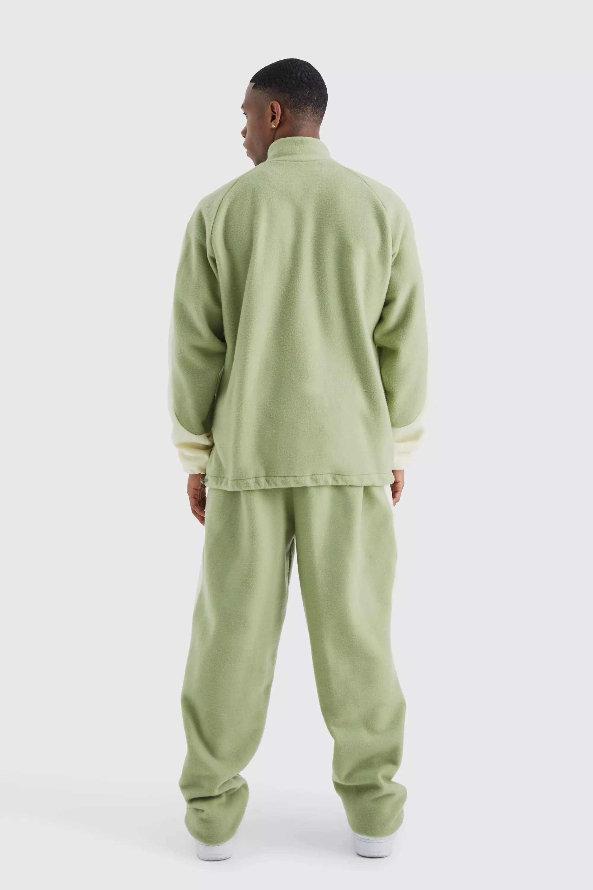 Sage Oversized Colour Block Polar Fleece Track Top alternative image