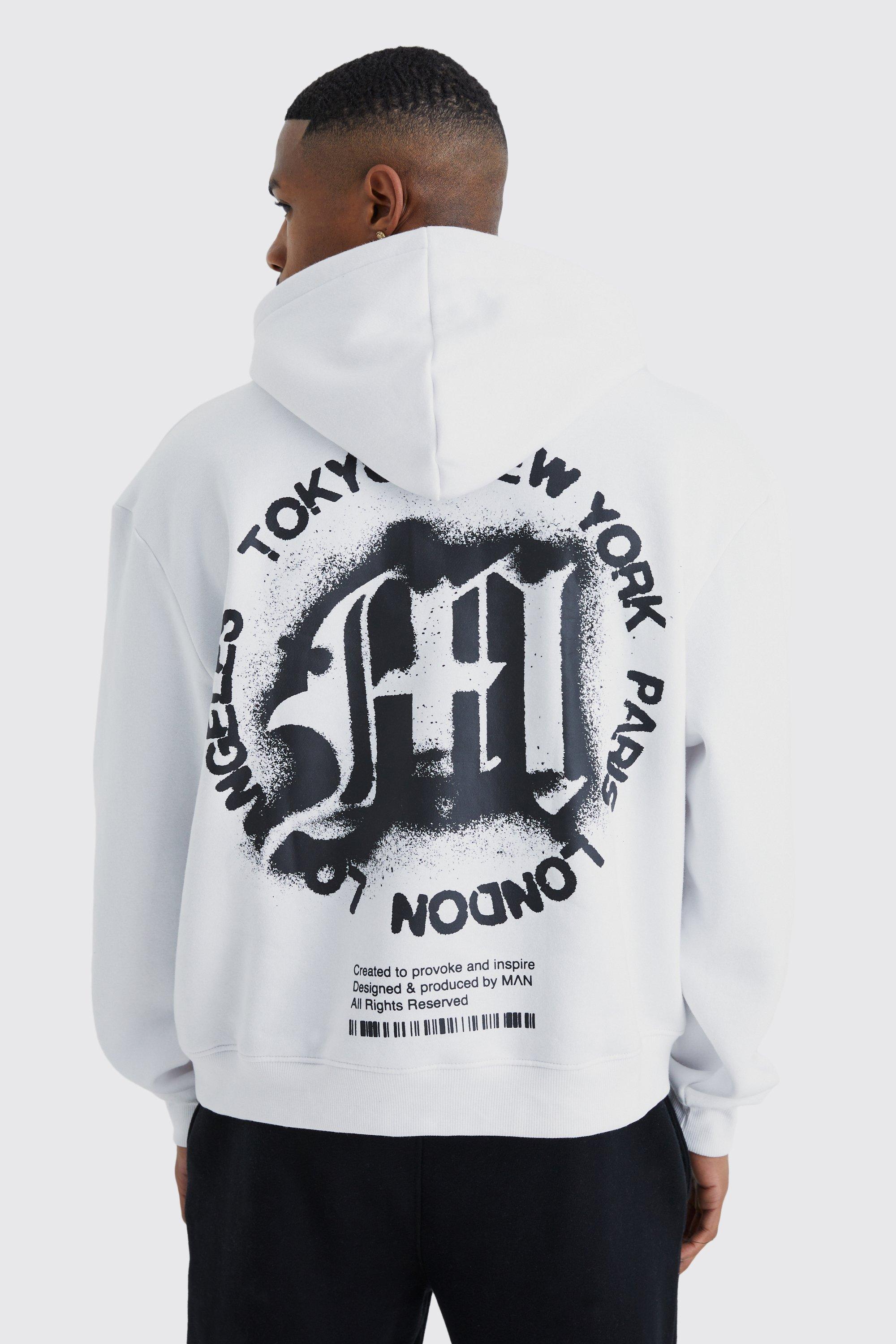 Oversized Boxy Spray Back Print Hoodie