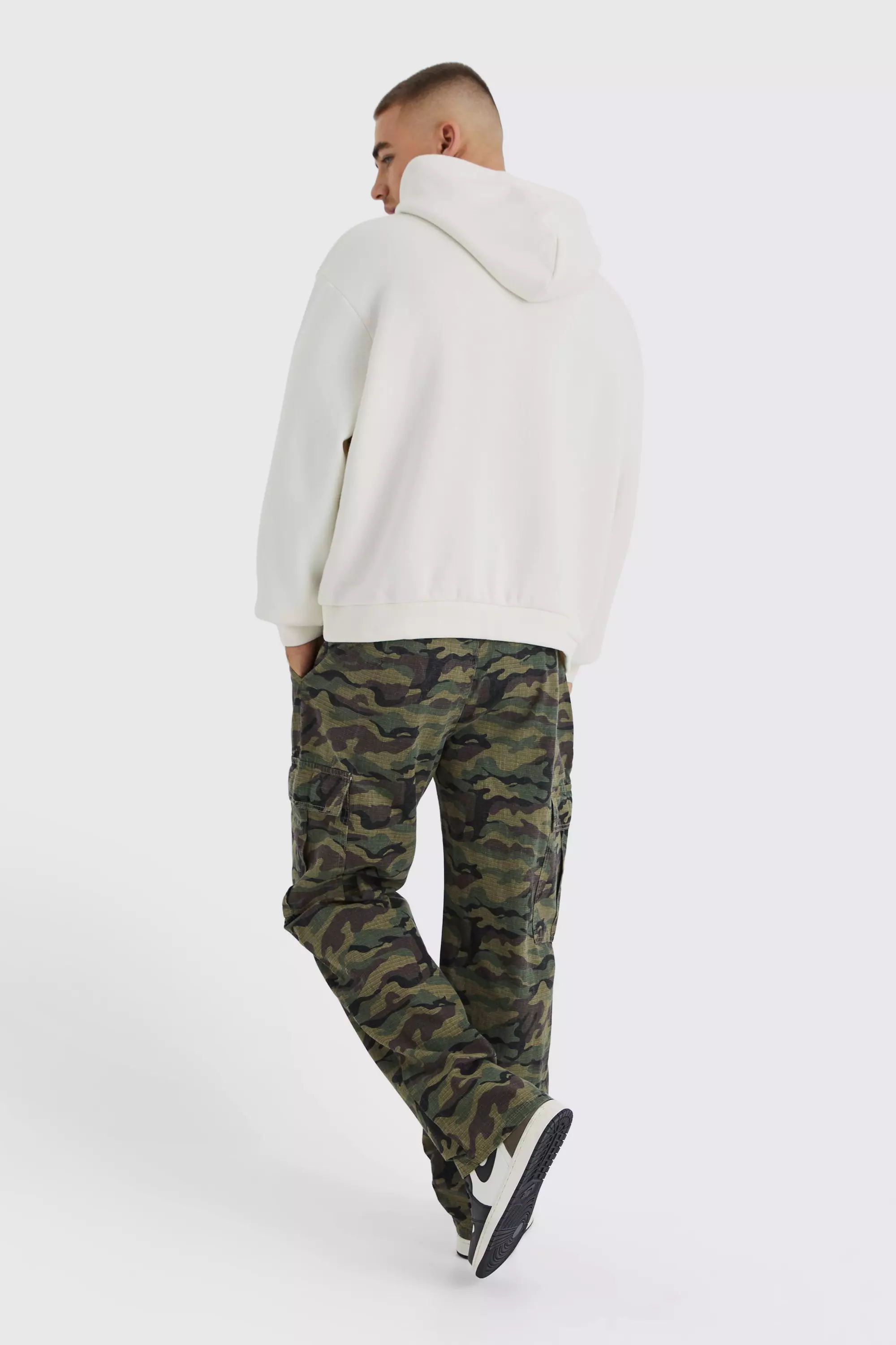 Relaxed Ripstop Cargo Camo Pants | boohooMAN USA
