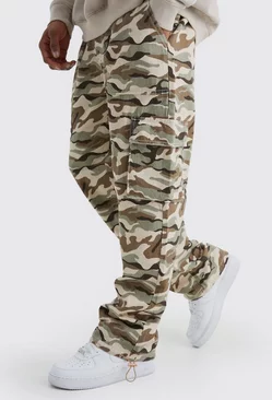 Relaxed Cargo Pocket Camo Pants Sand