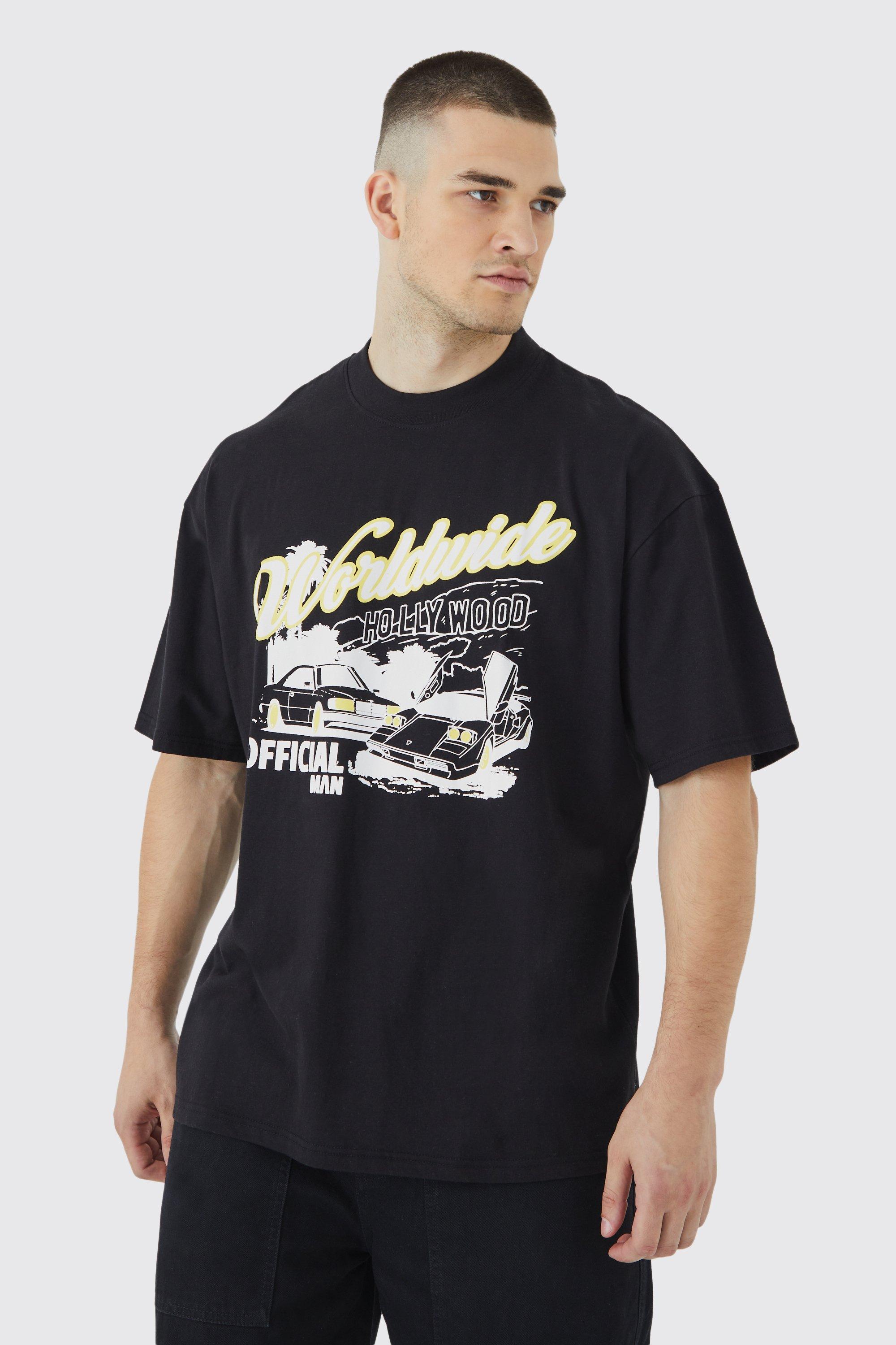 boohooMAN Oversized Car Graphic T-Shirt - Black - Size L