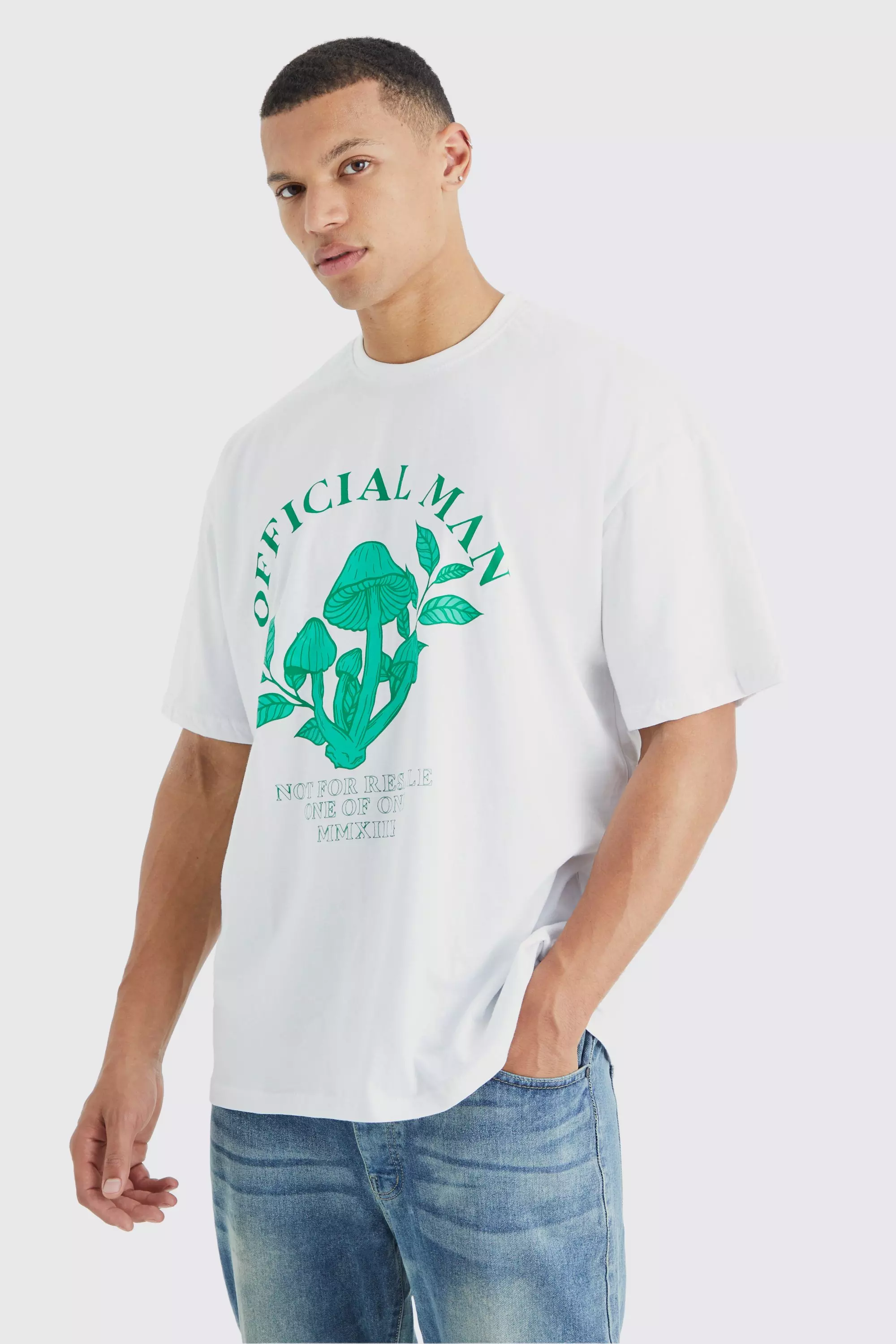 Tall Oversized Trippy Print T-shirt White