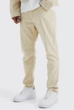 Fixed Waist Tapered Cord Pants Stone