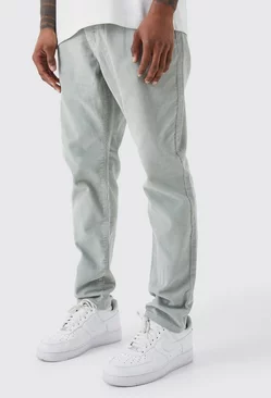 Sage Green Fixed Waist Tapered Cord Pants