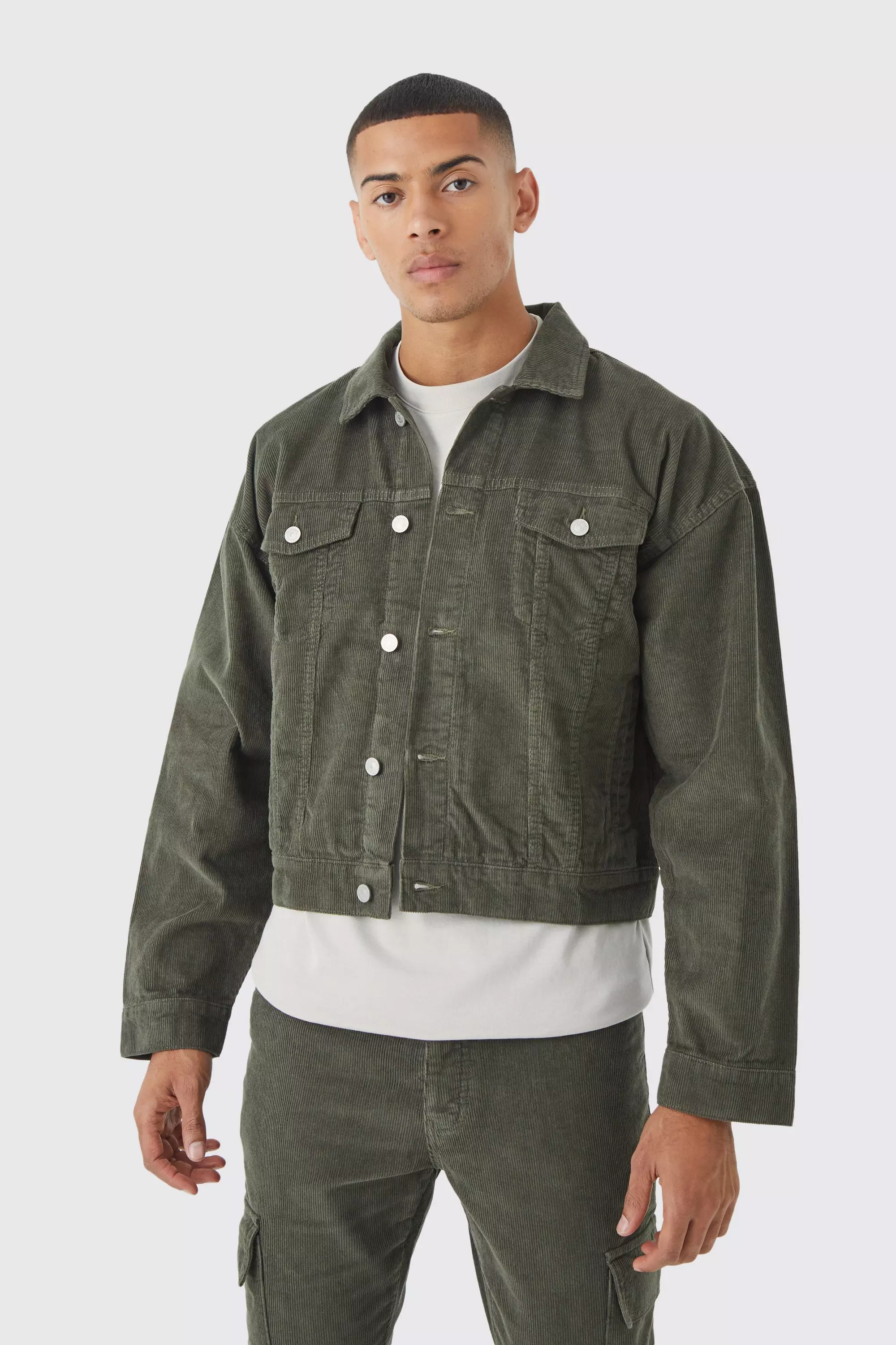 Boxy Fit Cordruroy Jacket Olive