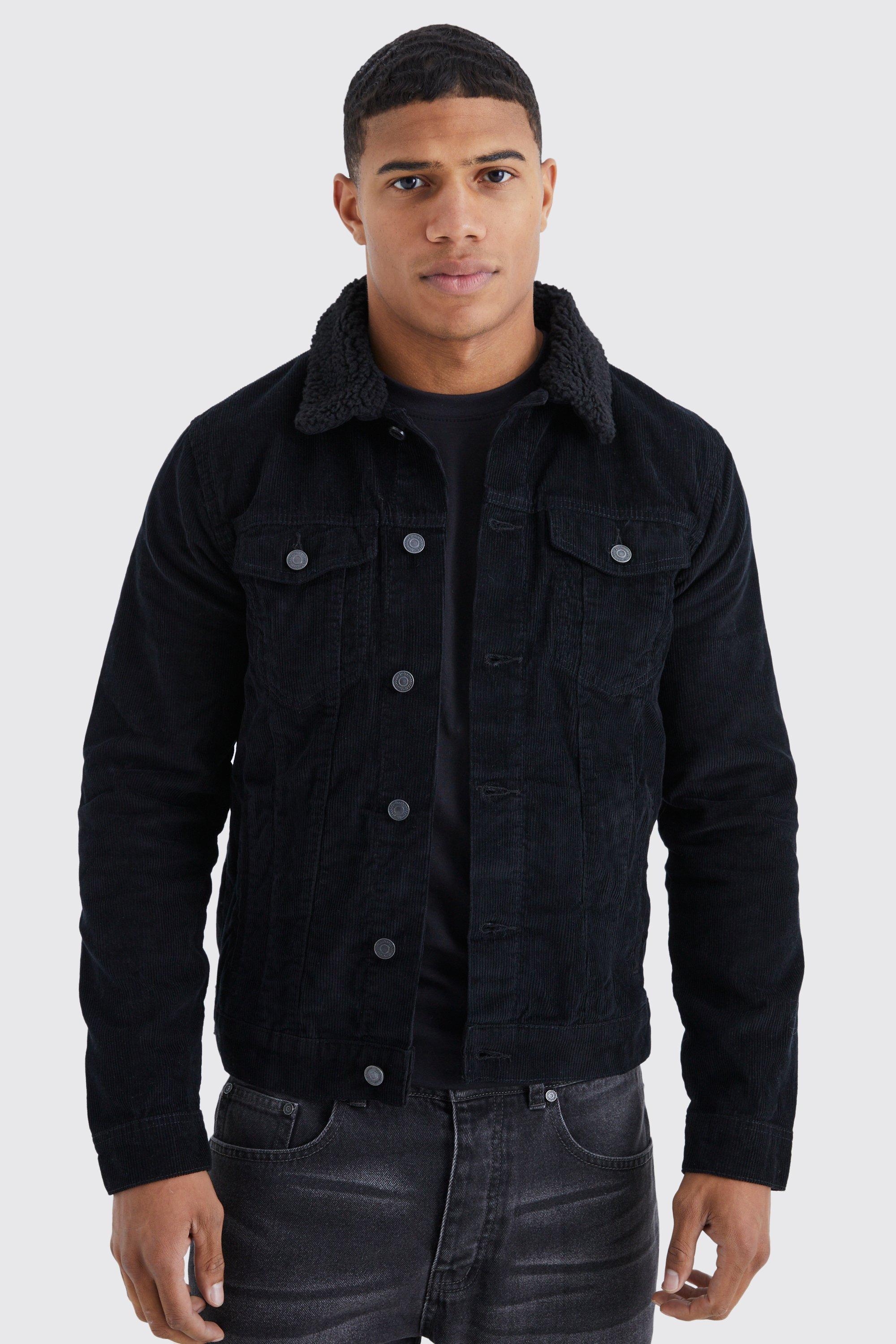 Black cord denim jacket best sale