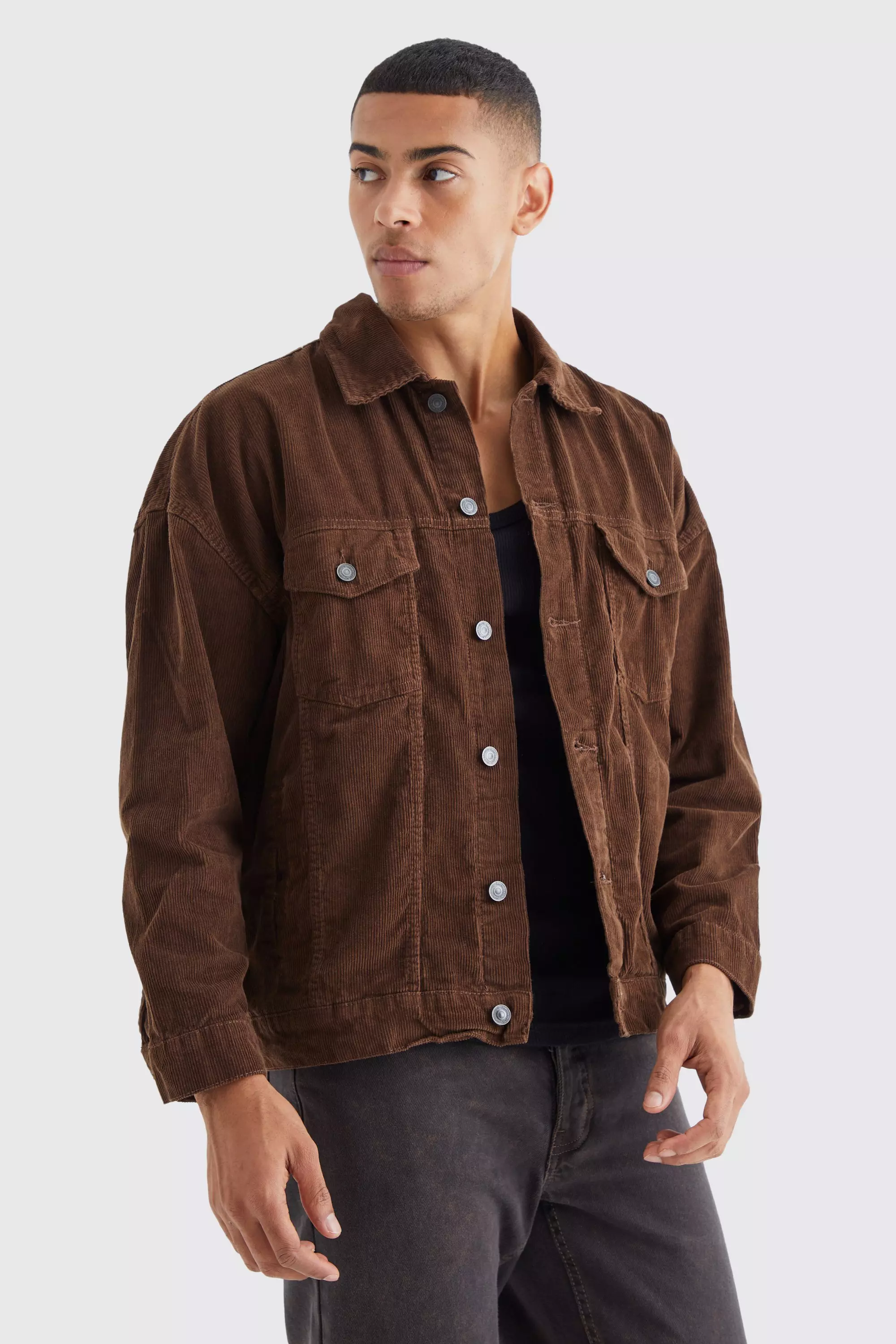 Oversized Cord Jacket boohooMAN USA