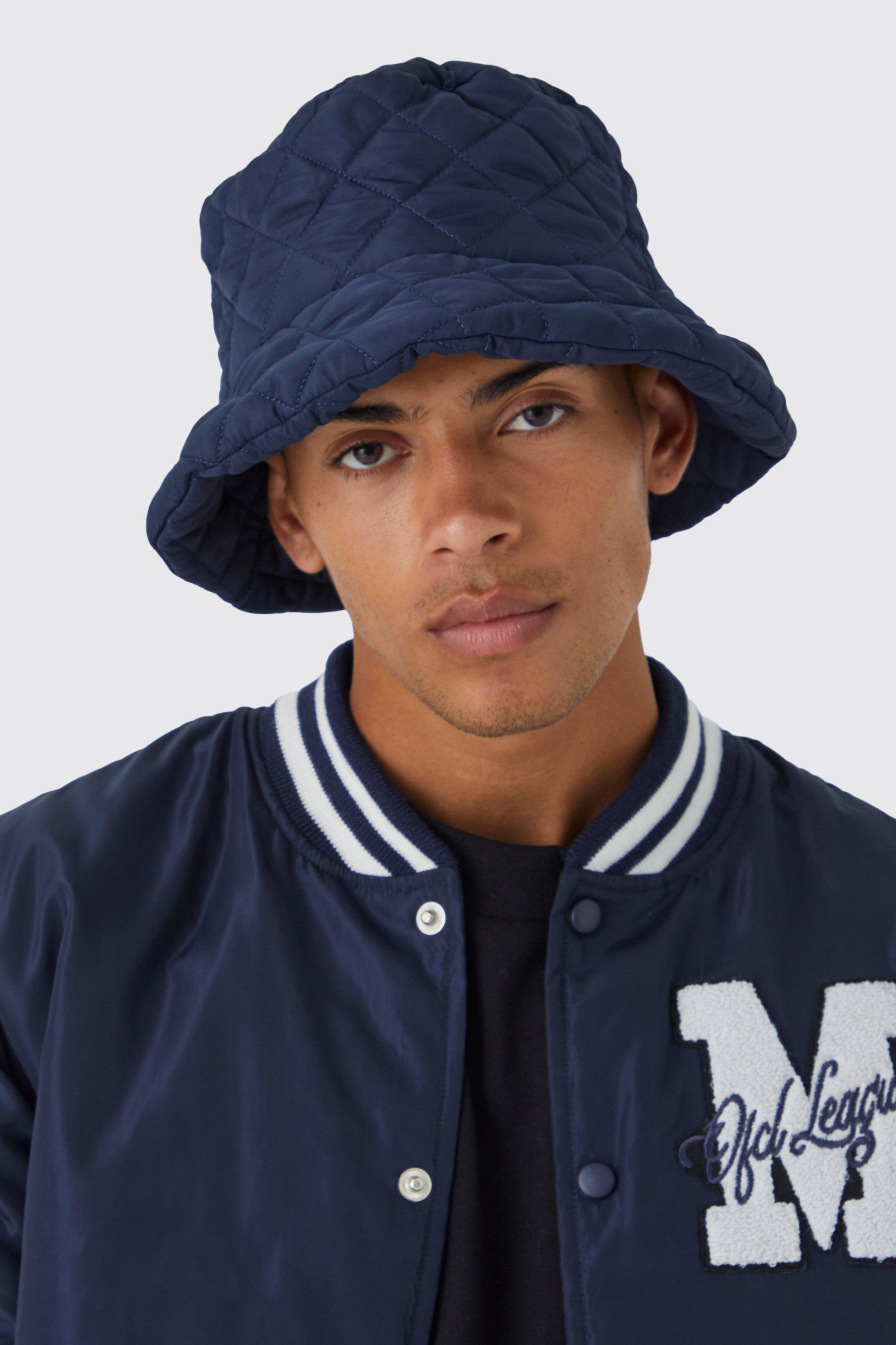 High Shine Nylon Quilted Bucket Hat | boohooMAN USA