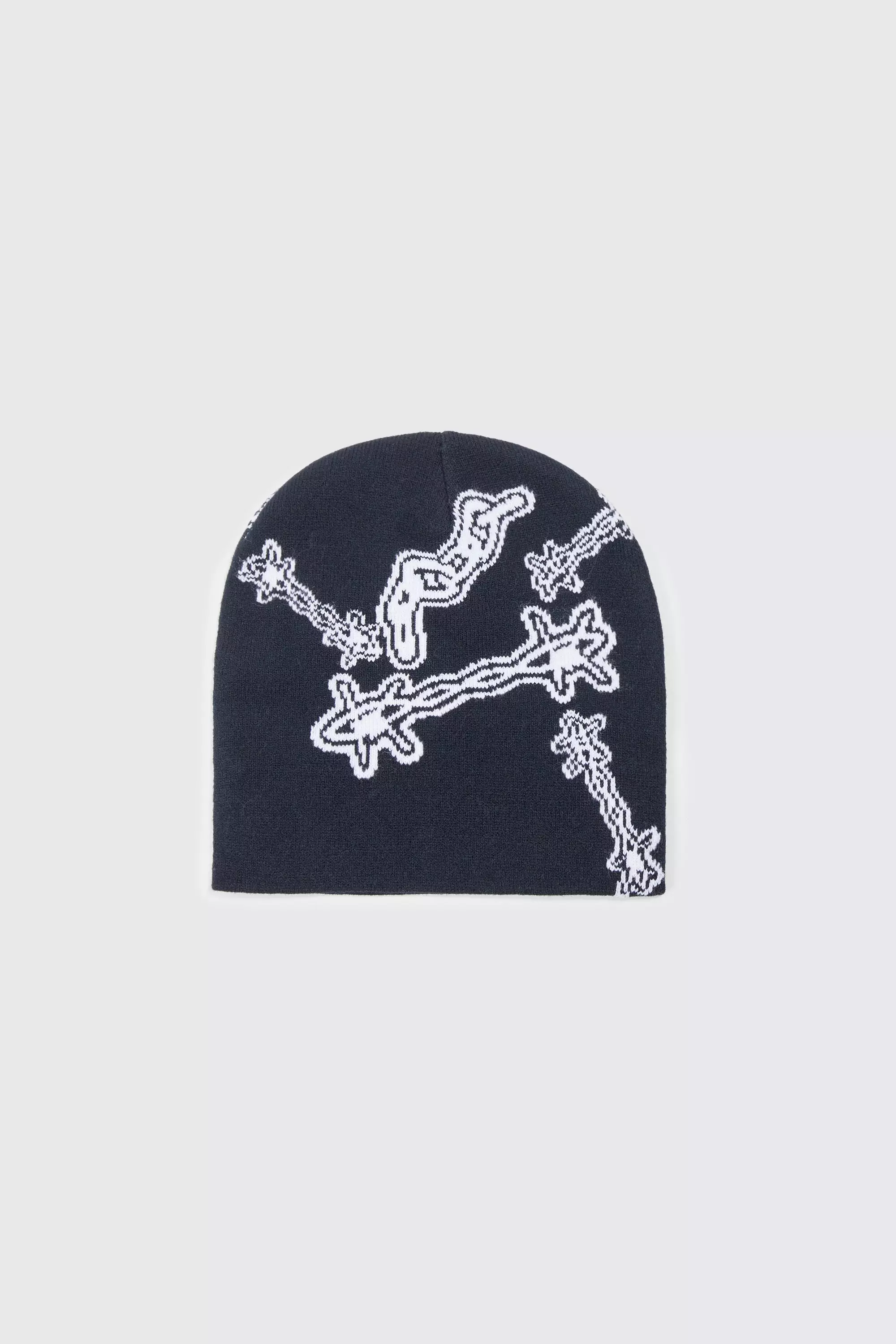 Jacquard Beanie mit Stacheldraht-Print, Black alternatives Bild