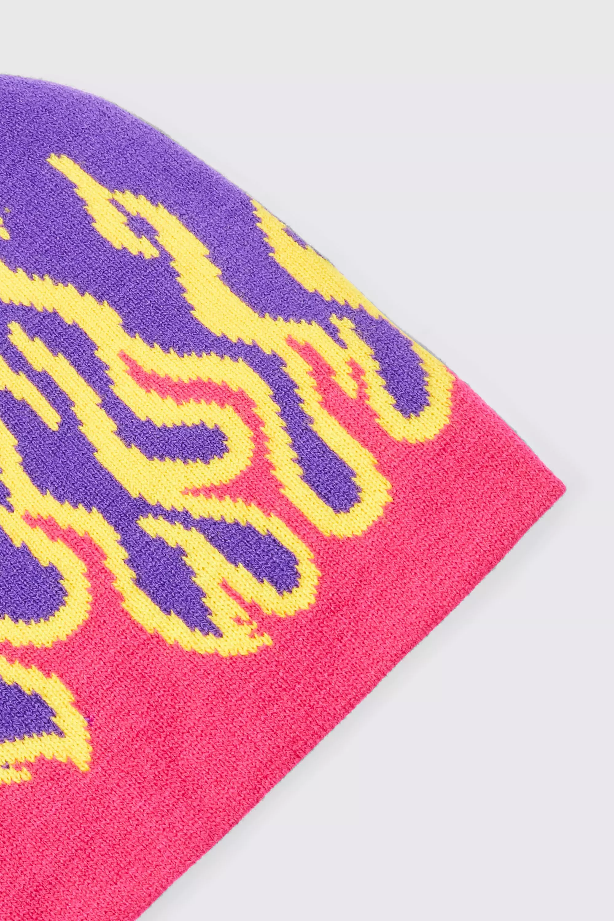 Berretto Beanie In Jacquard Con Fiamme, Purple immagine alternativa