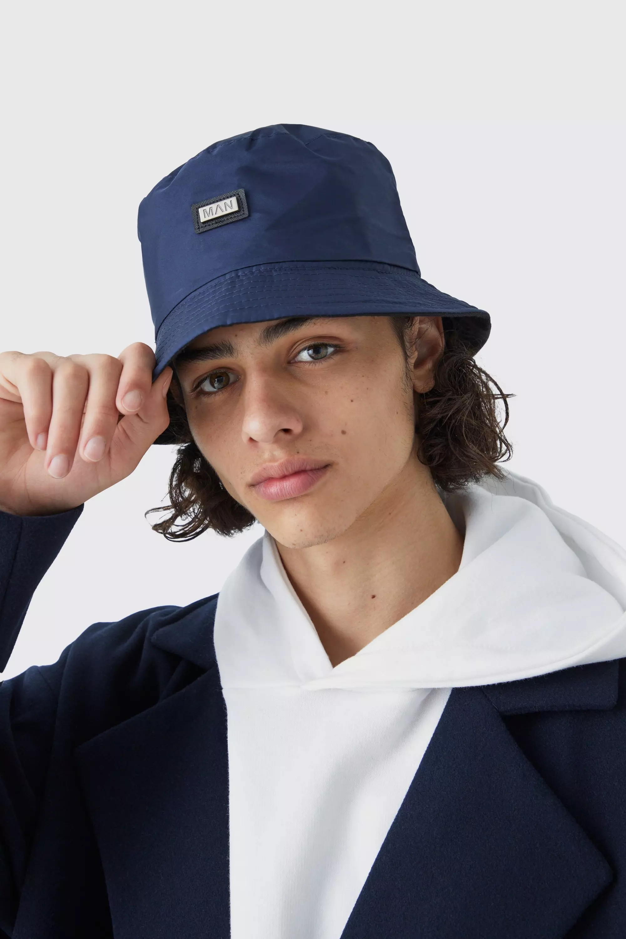 High Shine Satin Bucket Hat Navy