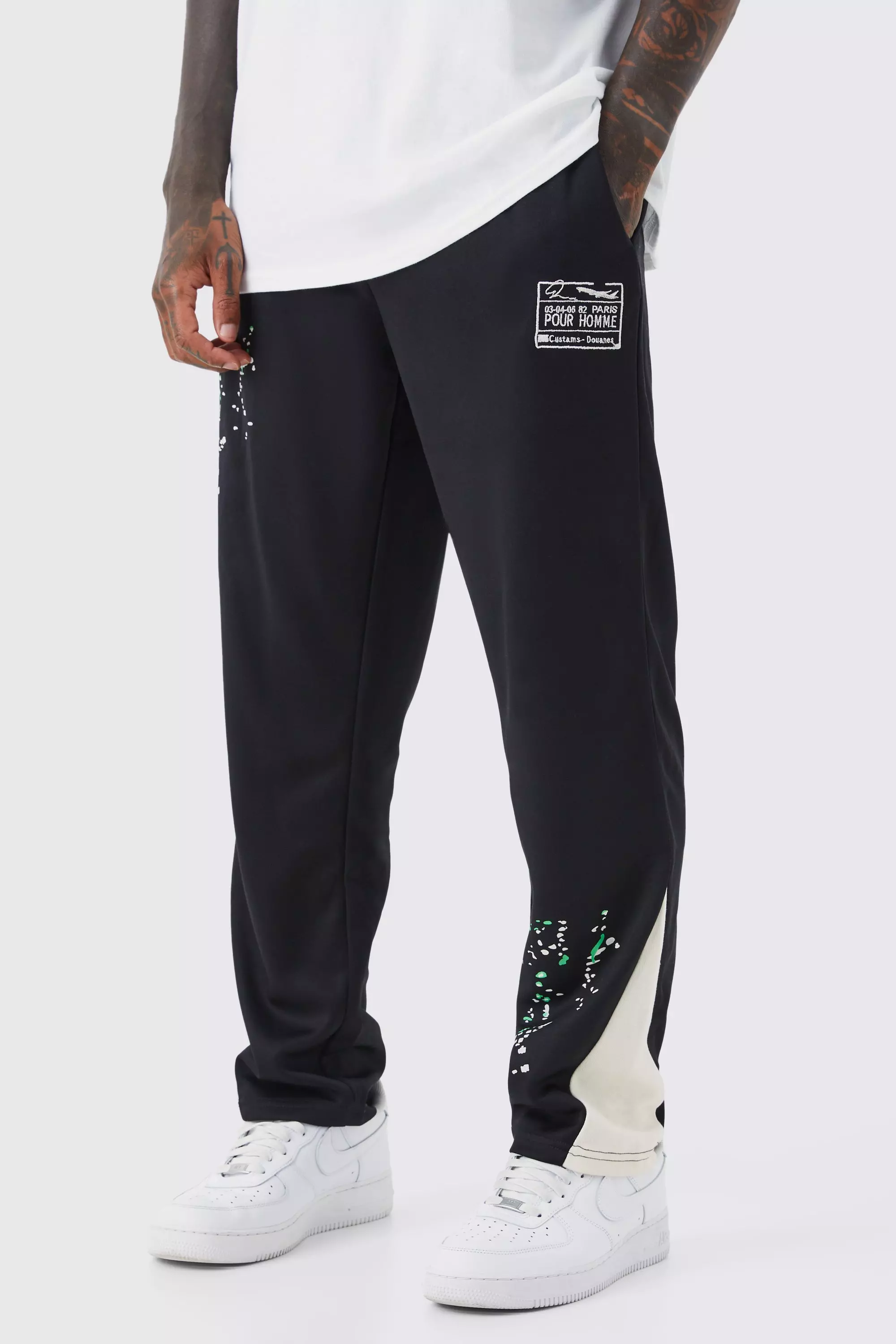 Black Regular Fit Tricot Gusset Sweatpants