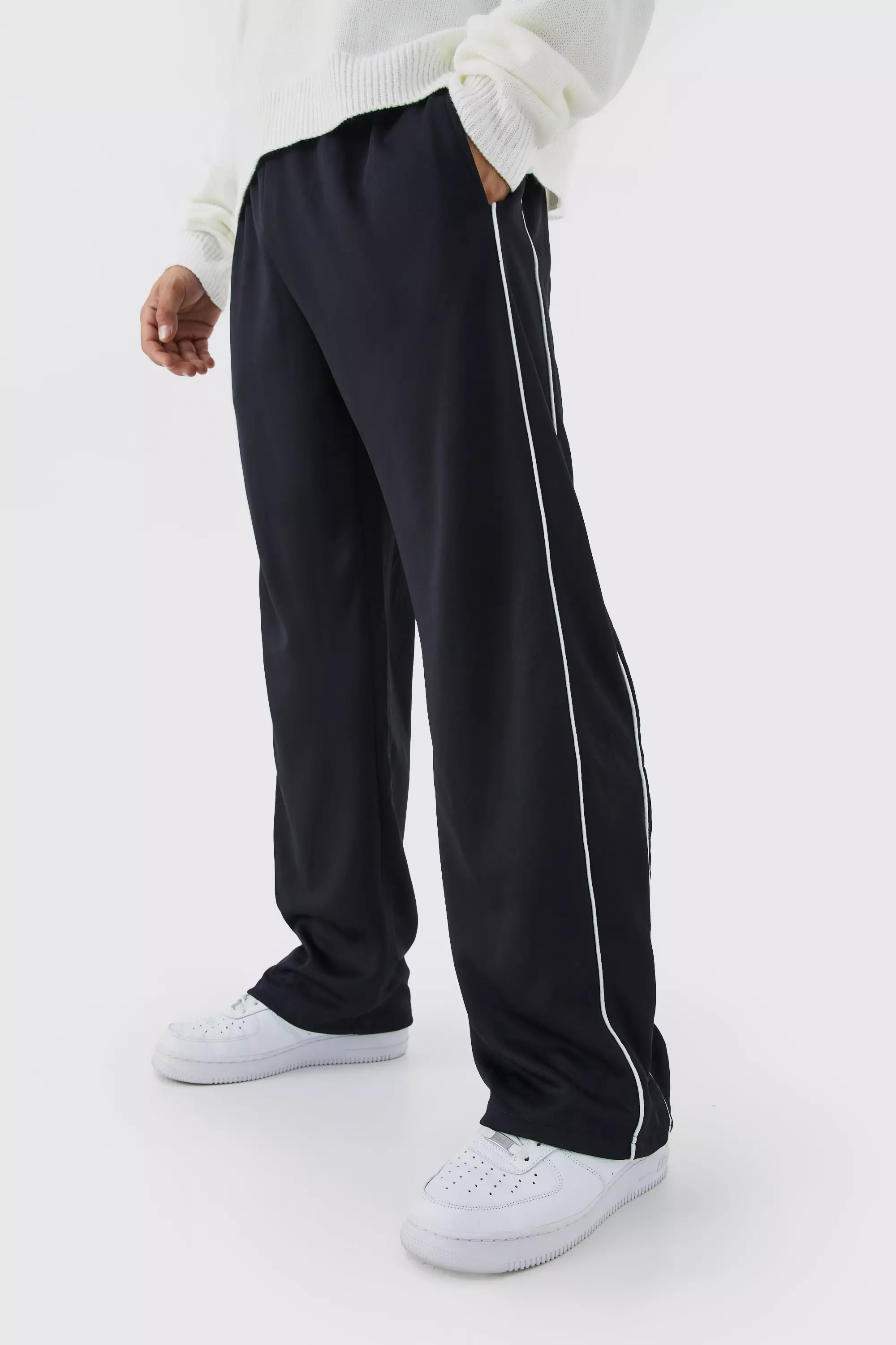 Tricot Wide Leg Sweatpants Black